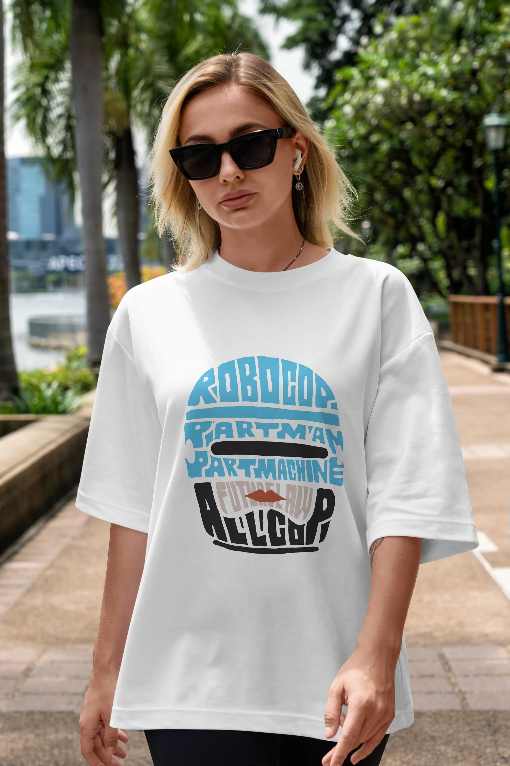 Robocop Ön Baskılı Oversize t-shirt %100 pamuk Erkek Kadın Unisex