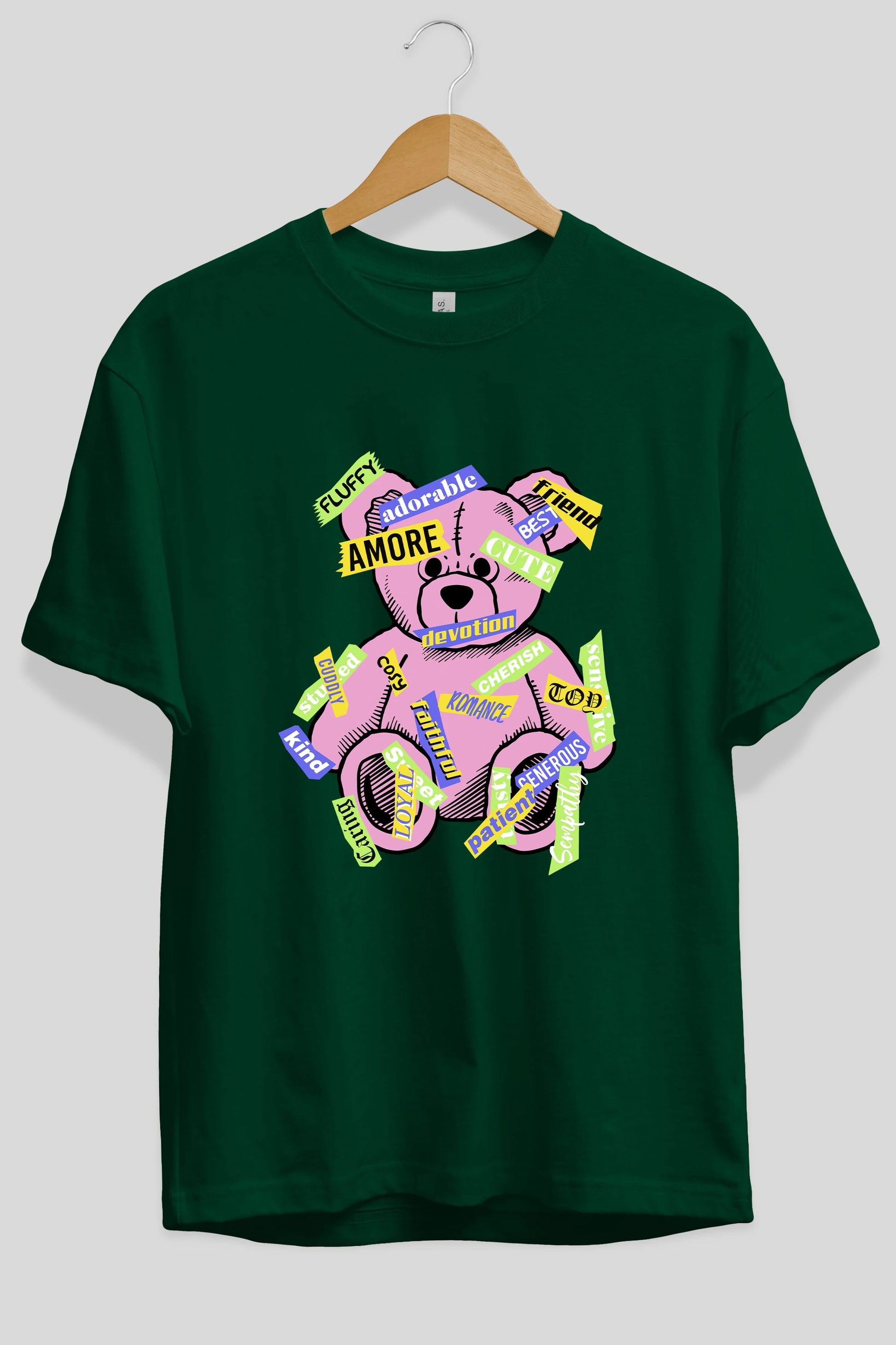 Teddy Bear Cute Ön Baskılı Oversize t-shirt Erkek Kadın Unisex