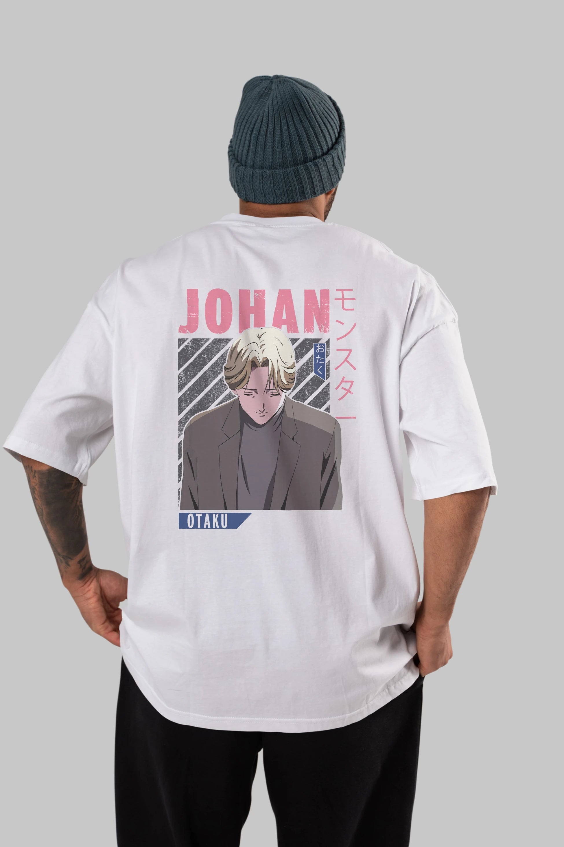 Johan Liebert MONSTER Anime Arka Baskılı Oversize t-shirt Erkek Kadın Unisex