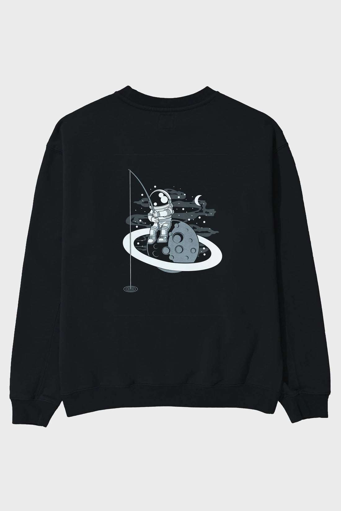 Astronaut  Fishing Arka Baskılı Oversize Sweatshirt Erkek Kadın Unisex