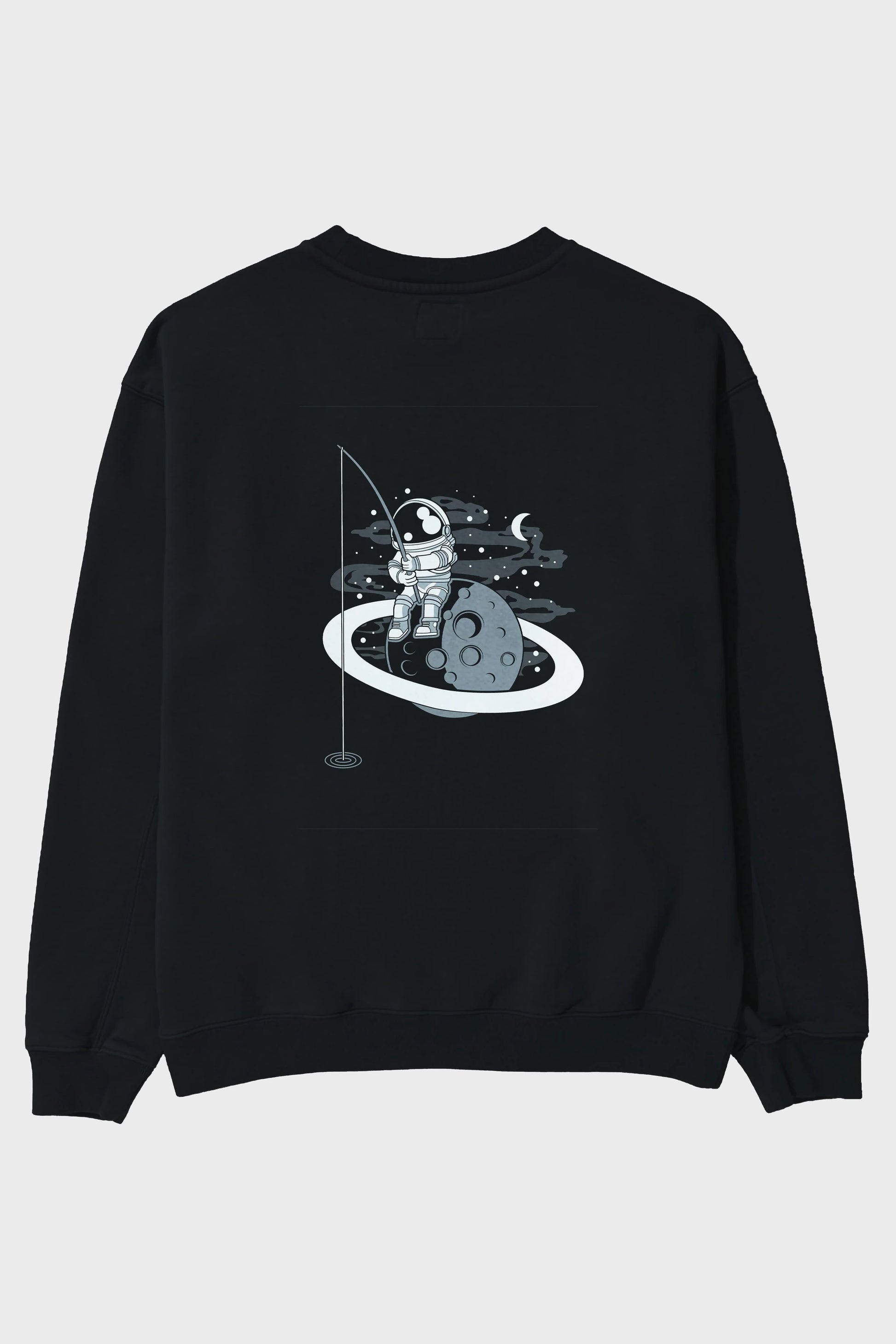 Astronaut  Fishing Arka Baskılı Oversize Sweatshirt Erkek Kadın Unisex