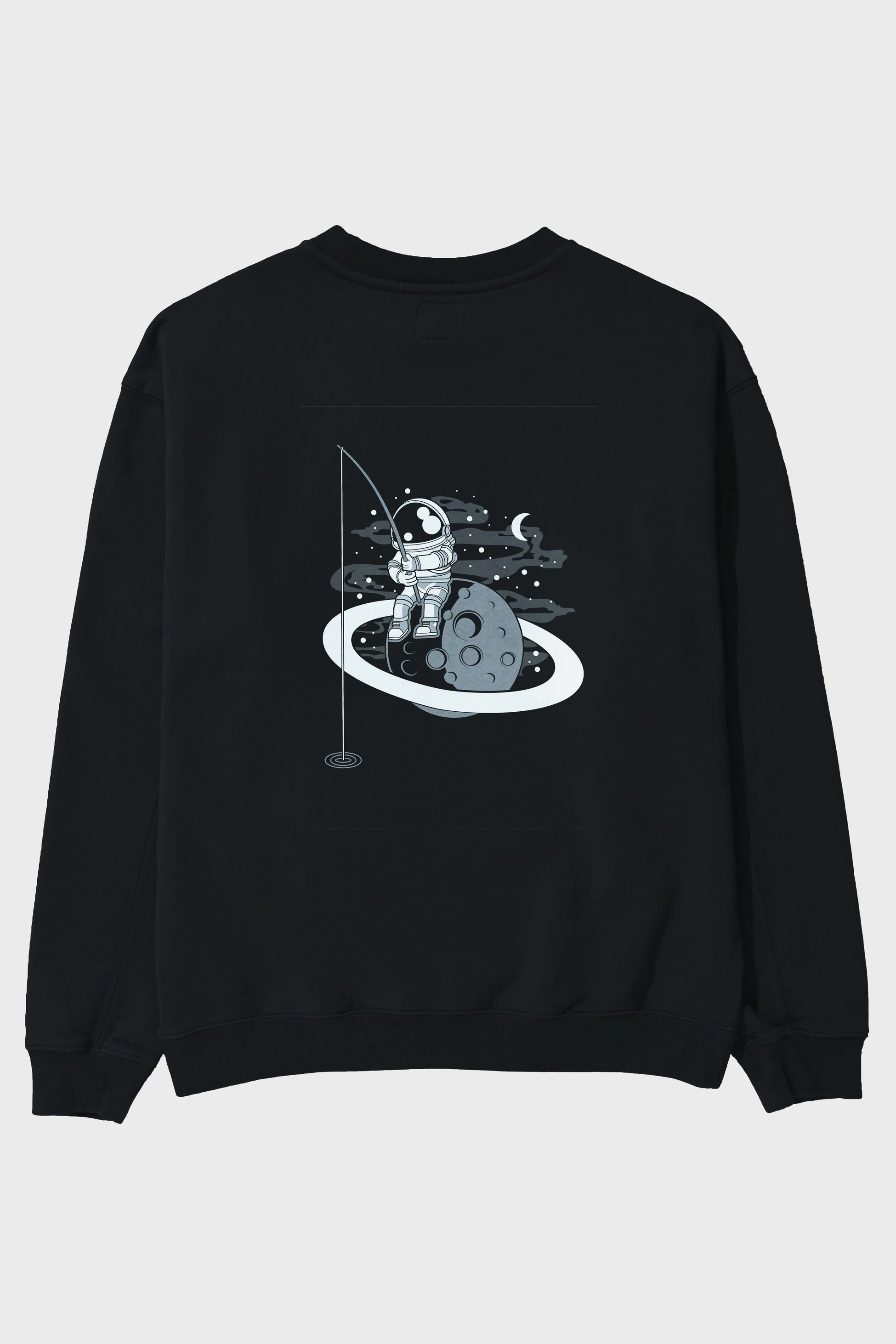 Astronaut  Fishing Arka Baskılı Oversize Sweatshirt Erkek Kadın Unisex