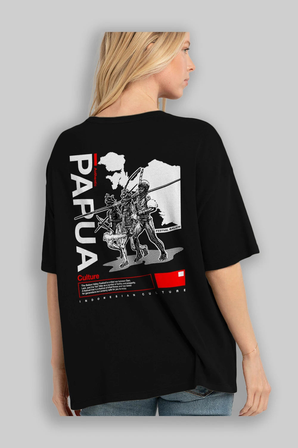 Papua Culture Arka Baskılı Oversize t-shirt Erkek Kadın Unisex