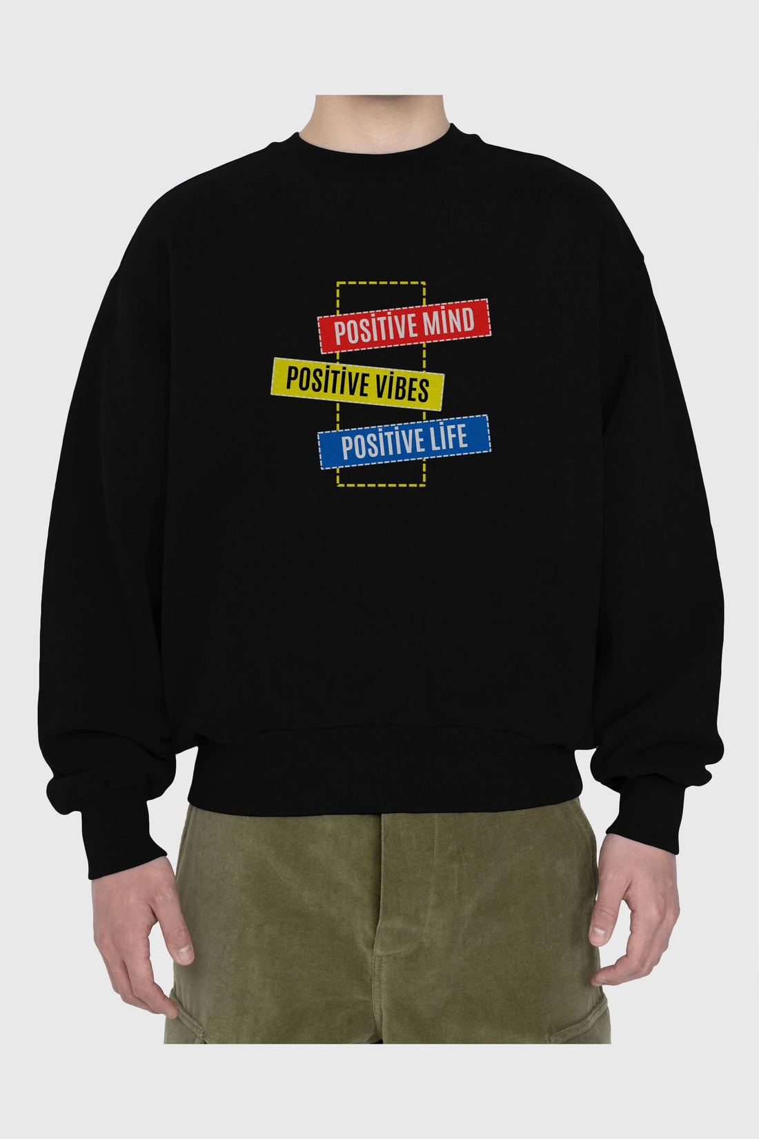 Positive Mind Vibes Lifes Ön Baskılı Oversize Sweatshirt Erkek Kadın Unisex