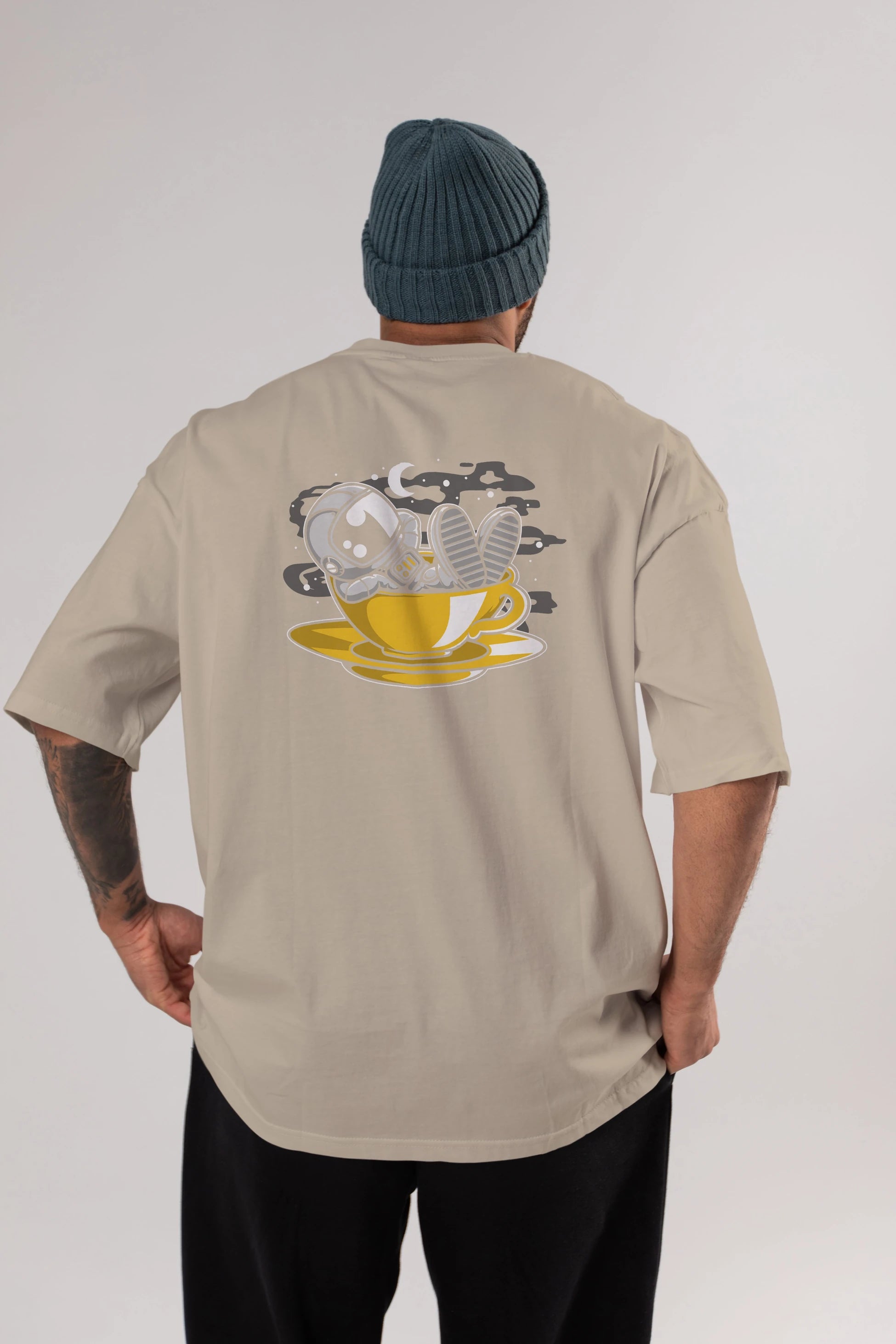 Astronaut Relax Arka Baskılı Oversize t-shirt Erkek Kadın Unisex