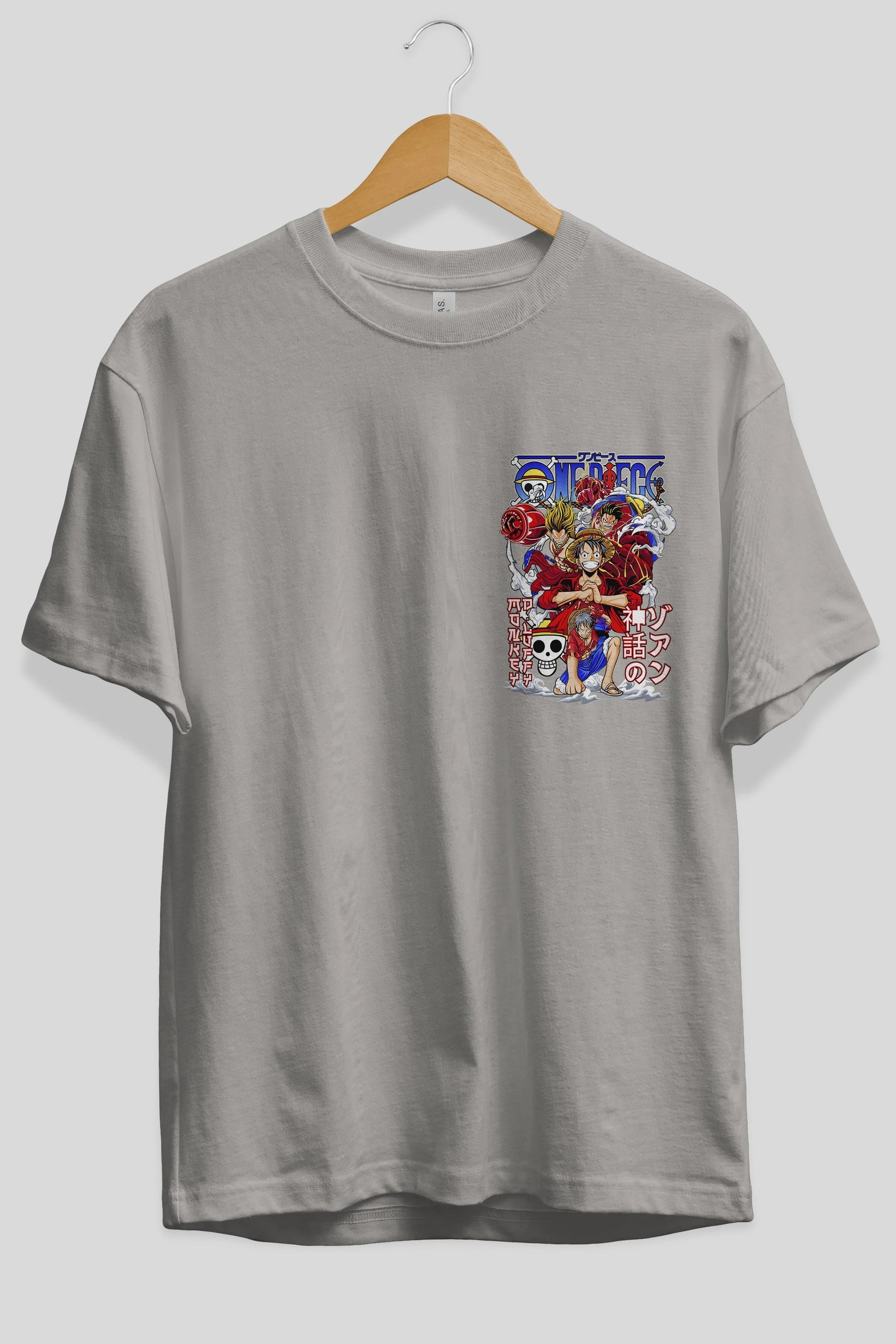 MONKEY D. LUFF-ONE PIECE 2 Ön Sol Baskılı Oversize t-shirt Erkek Kadın Unisex %100 Pamuk Bisiklet Yaka tişort