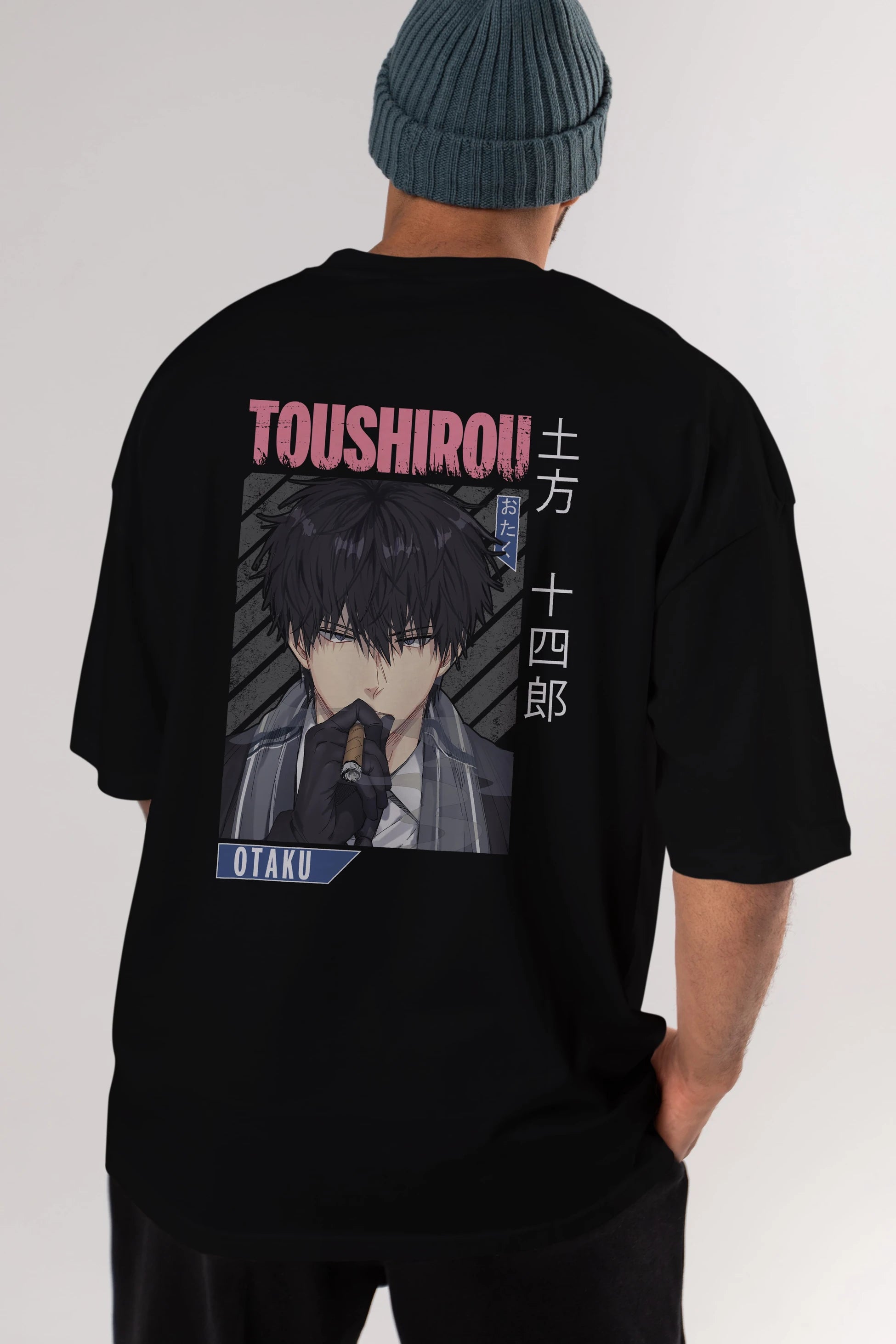 Toushirou Hijikata 2 Anime Arka Baskılı Oversize t-shirt Erkek Kadın Unisex