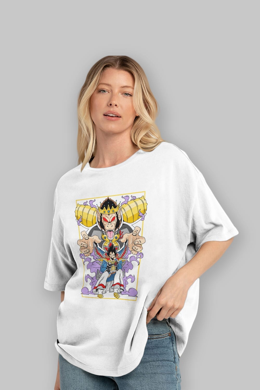 DragonBall ReyVegeta Anime Ön Baskılı Oversize t-shirt %100 pamuk Erkek Kadın Unisex