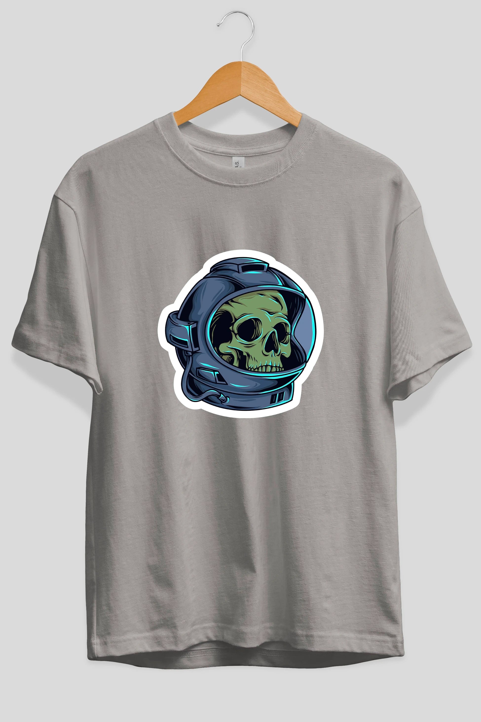 Astroskull Sticker Ön Baskılı Oversize t-shirt Erkek Kadın Unisex