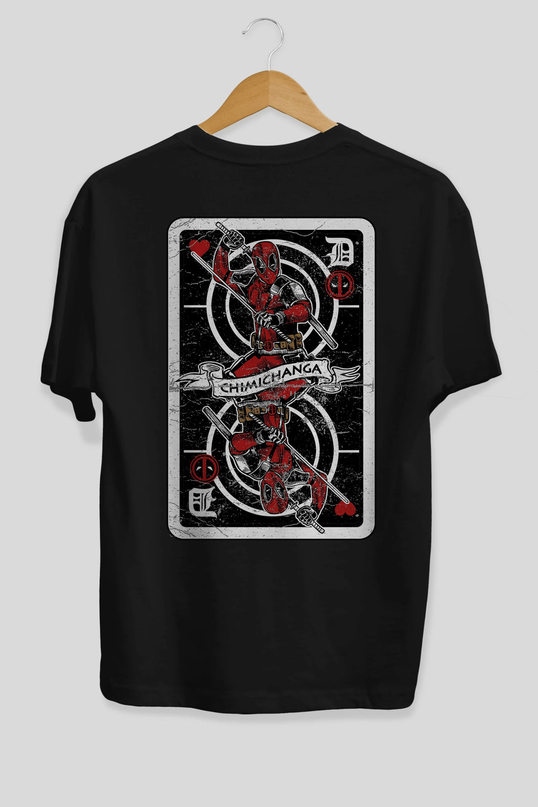 Deadpool Card Arka Baskılı Oversize t-shirt Erkek Kadın Unisex %100 Pamuk