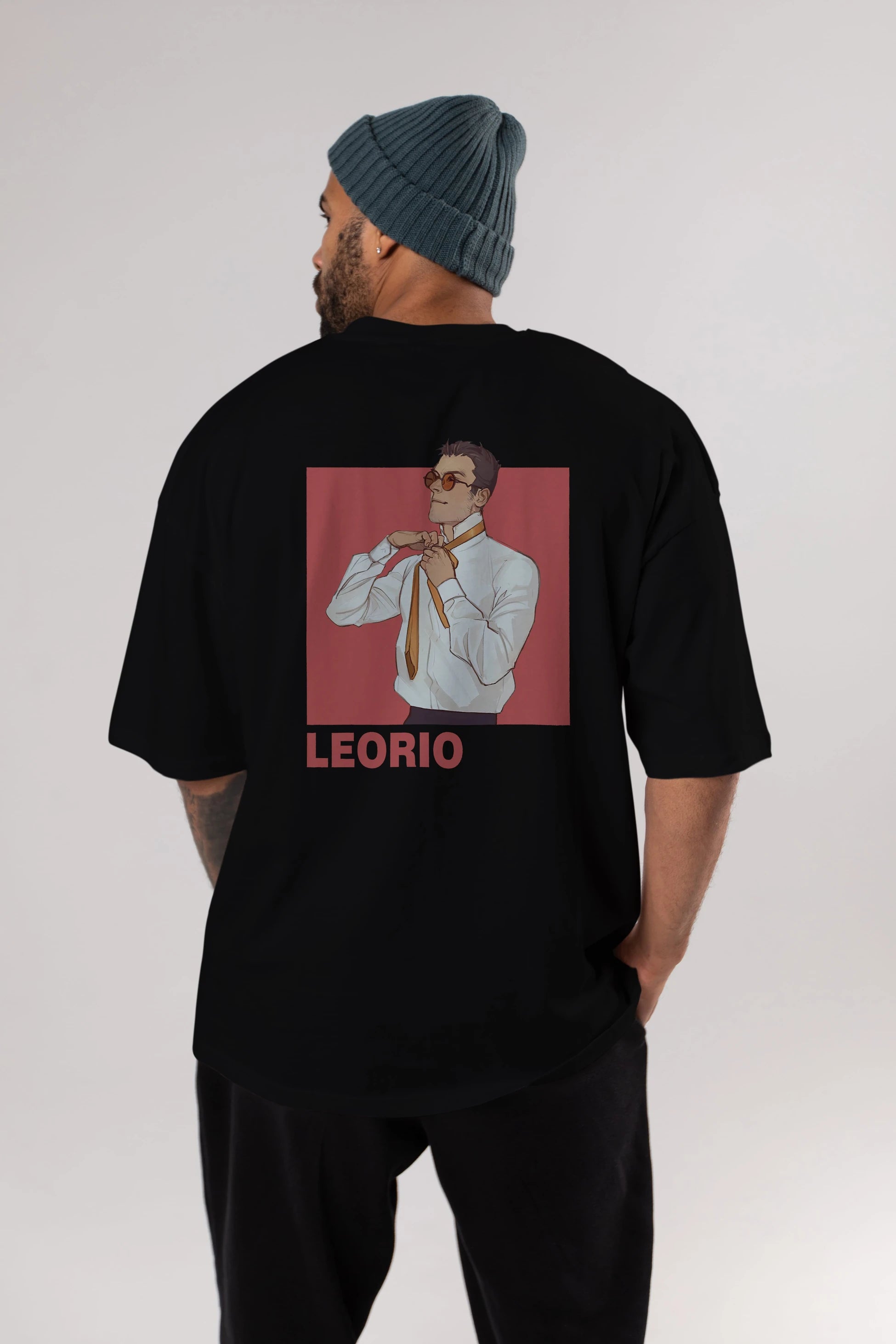 Leorio Paladiknight 5 Anime Arka Baskılı Oversize t-shirt Erkek Kadın Unisex