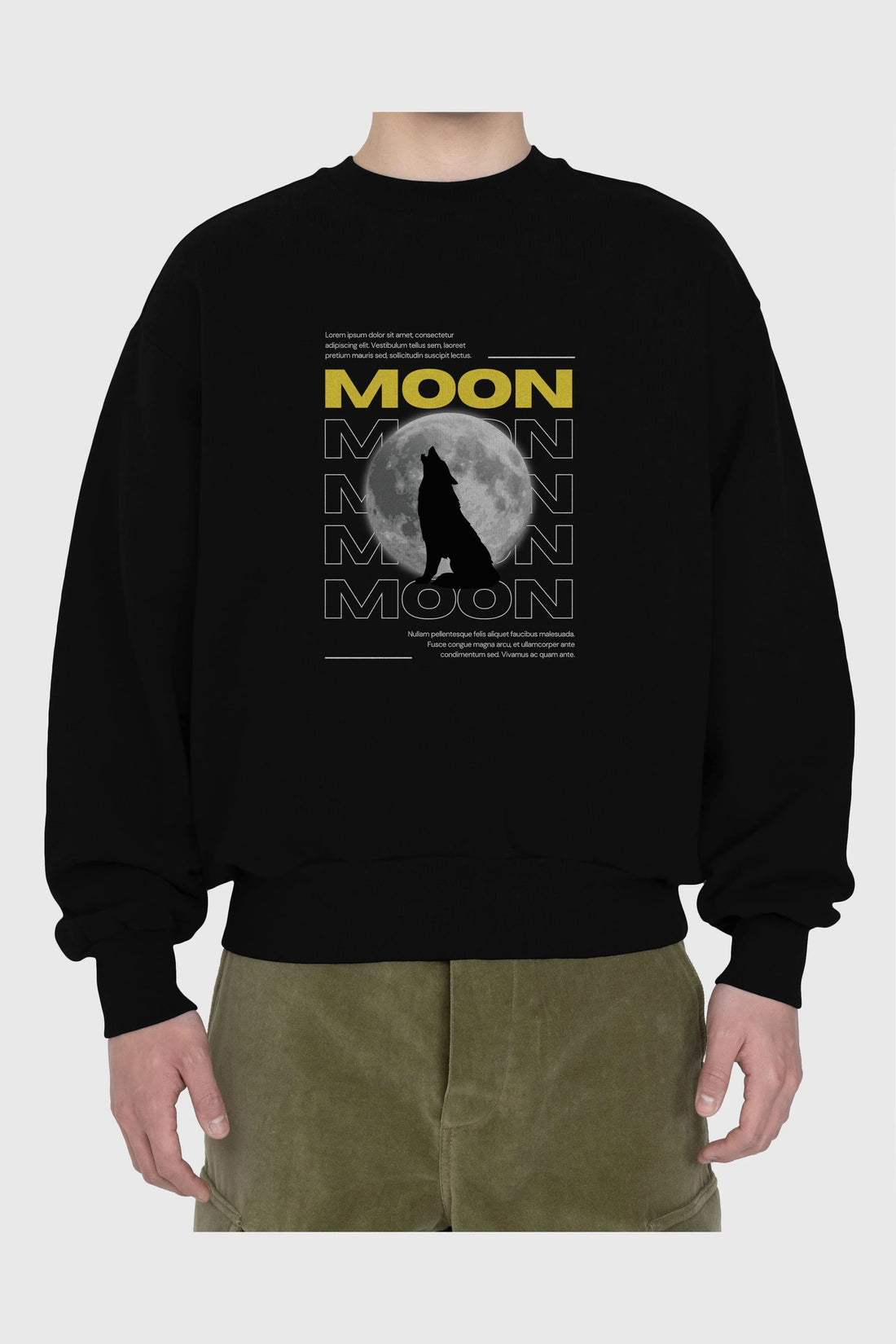 Moon Ön Baskılı Oversize Sweatshirt Erkek Kadın Unisex