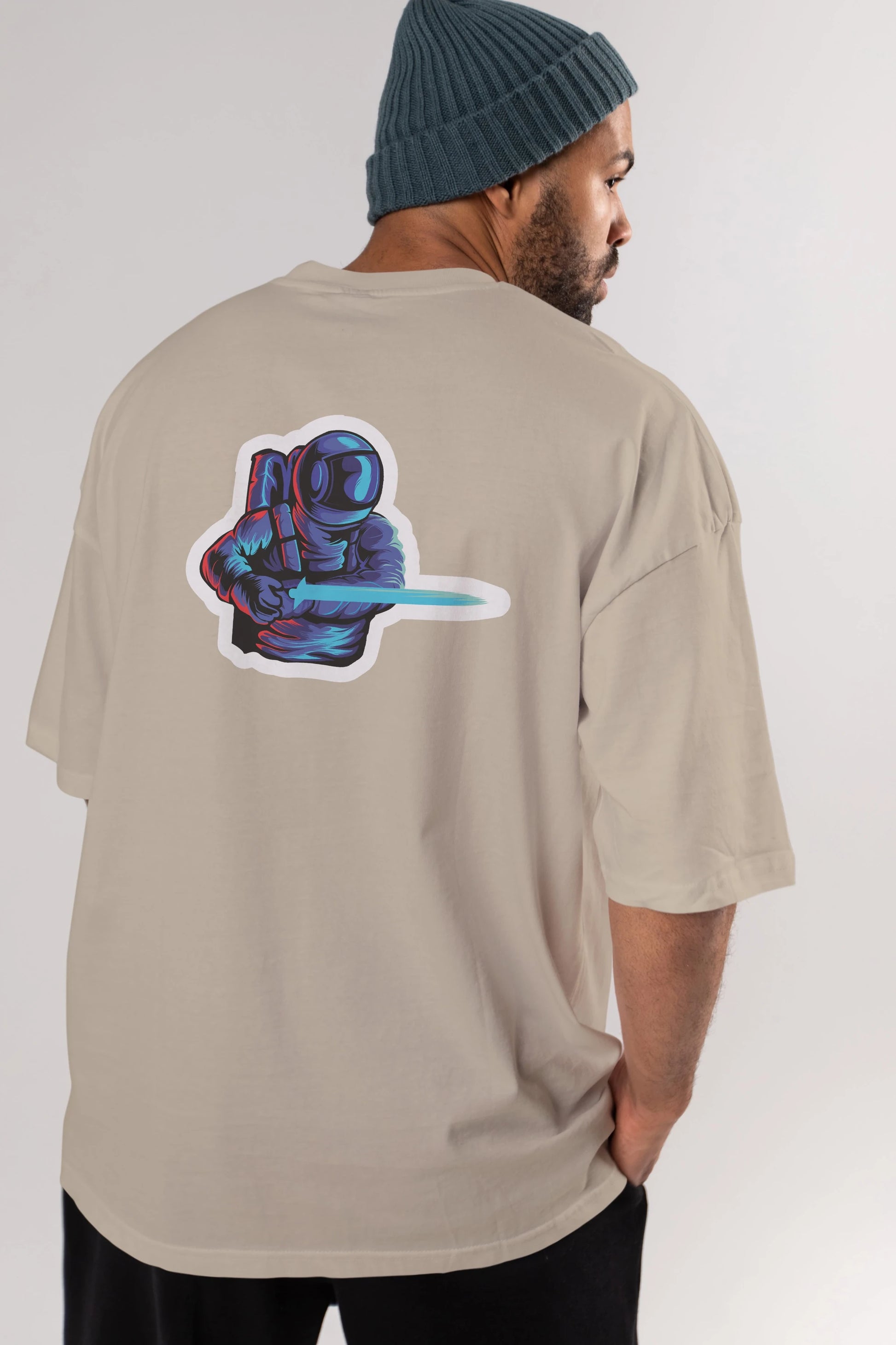 Astro Knight Sticker Arka Baskılı Oversize t-shirt Erkek Kadın Unisex