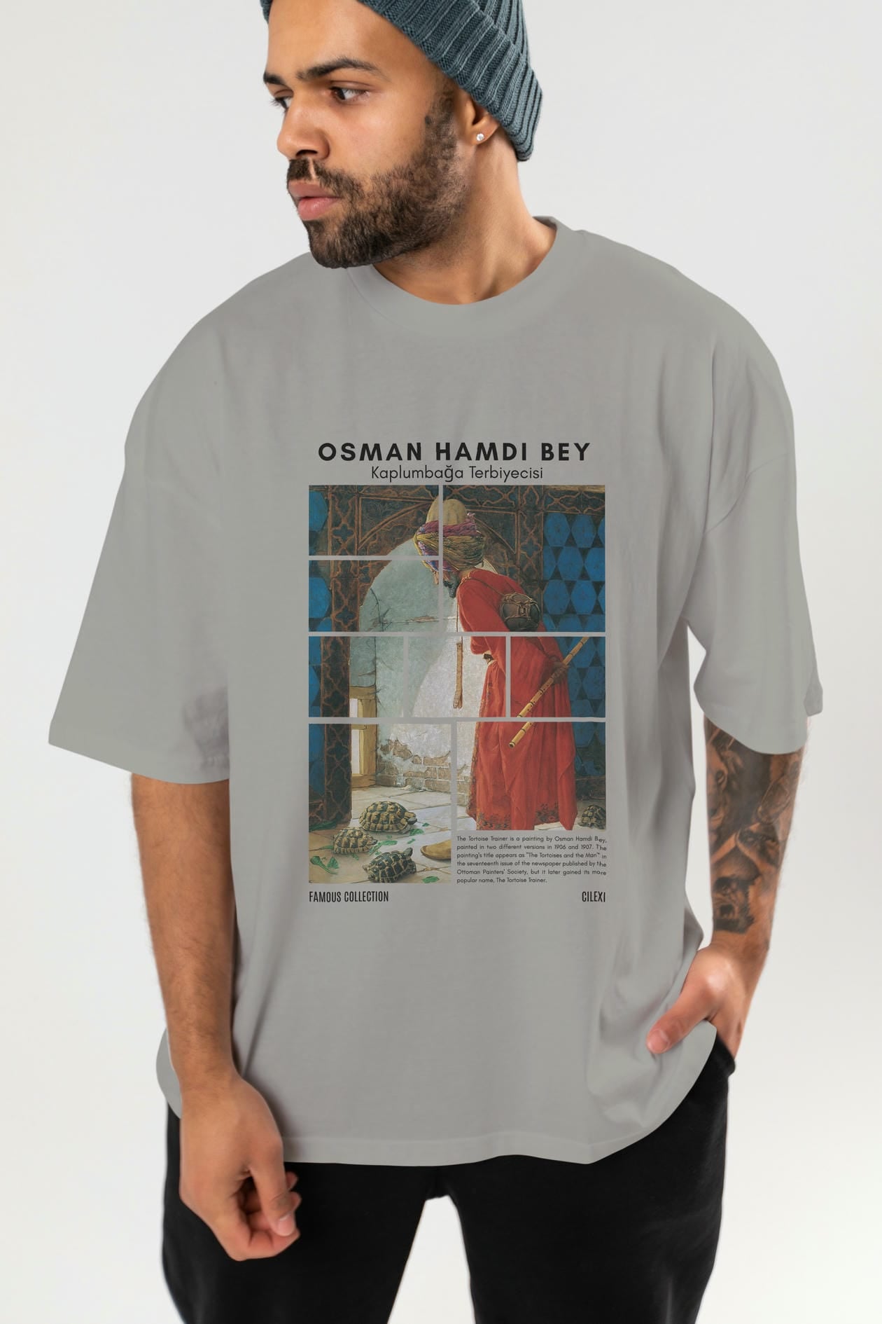 Osman Hamdi Bey ön Baskılı Oversize t-shirt Erkek Kadın Bisiklet Yaka Pamuk tişort