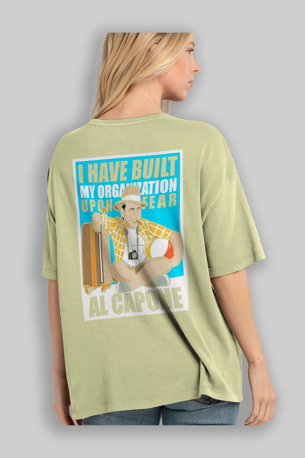 Al Capone Holiday Arka Baskılı Oversize t-shirt Erkek Kadın Unisex %100 Pamuk tişort