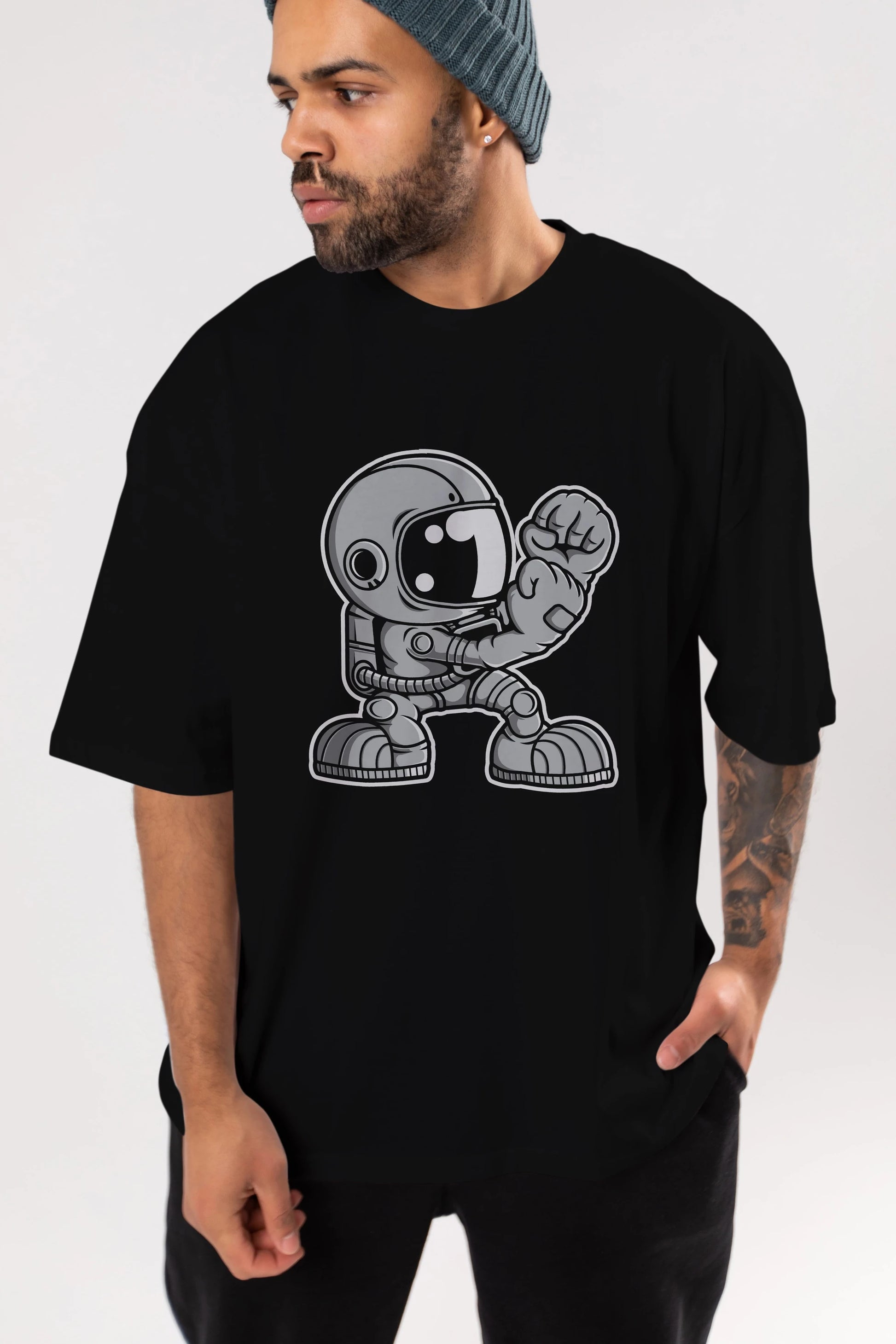 Astronaut Fighting Irish Ön Baskılı Oversize t-shirt Erkek Kadın Unisex