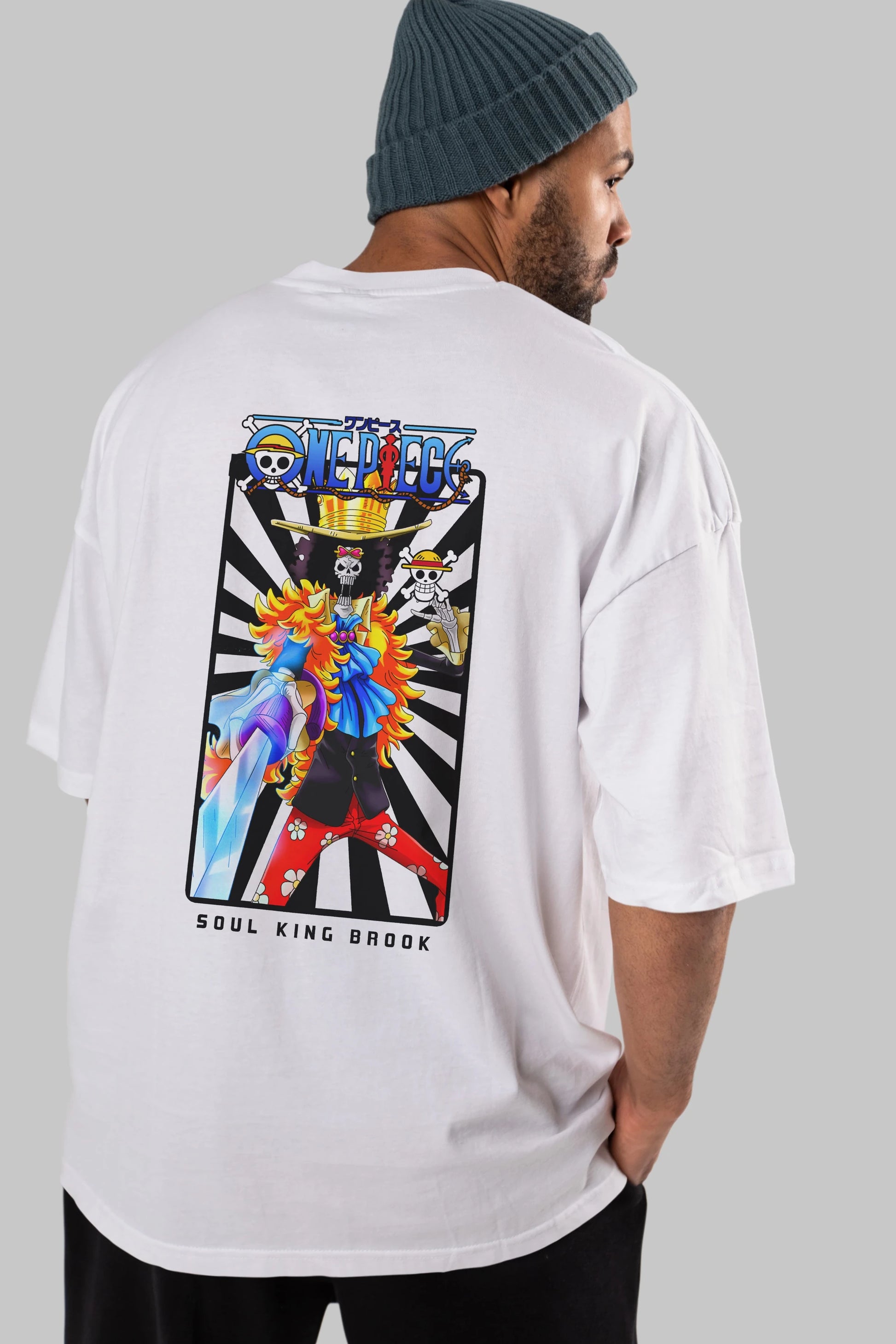 Brook Anime Arka Baskılı Oversize t-shirt Erkek Kadın Unisex %100 pamuk tişort