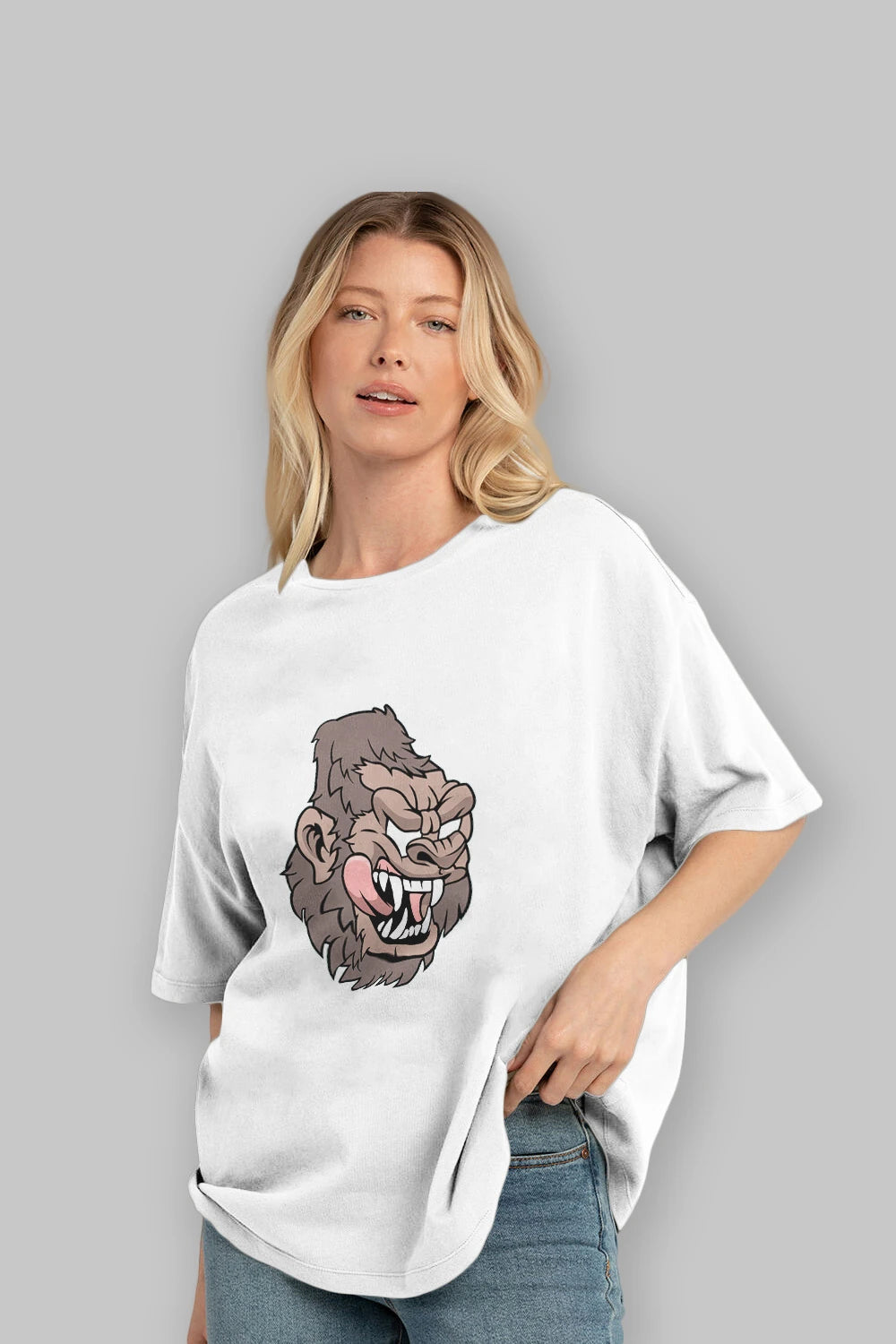 Big Gorilla Ön Baskılı Oversize t-shirt Erkek Kadın Unisex %100 Pamuk tişort