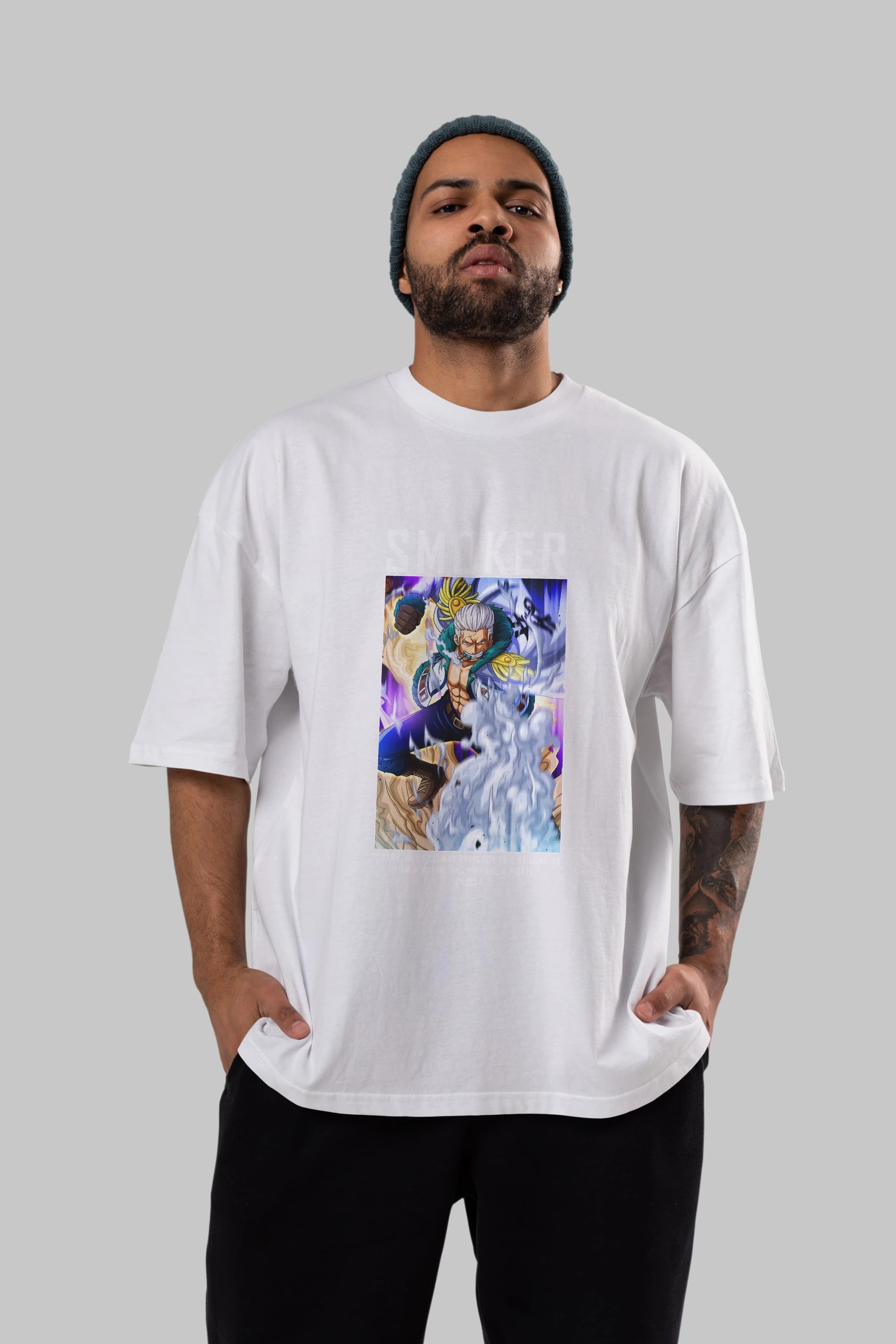 Smoker Anime Ön Baskılı Oversize t-shirt Erkek Kadın Unisex