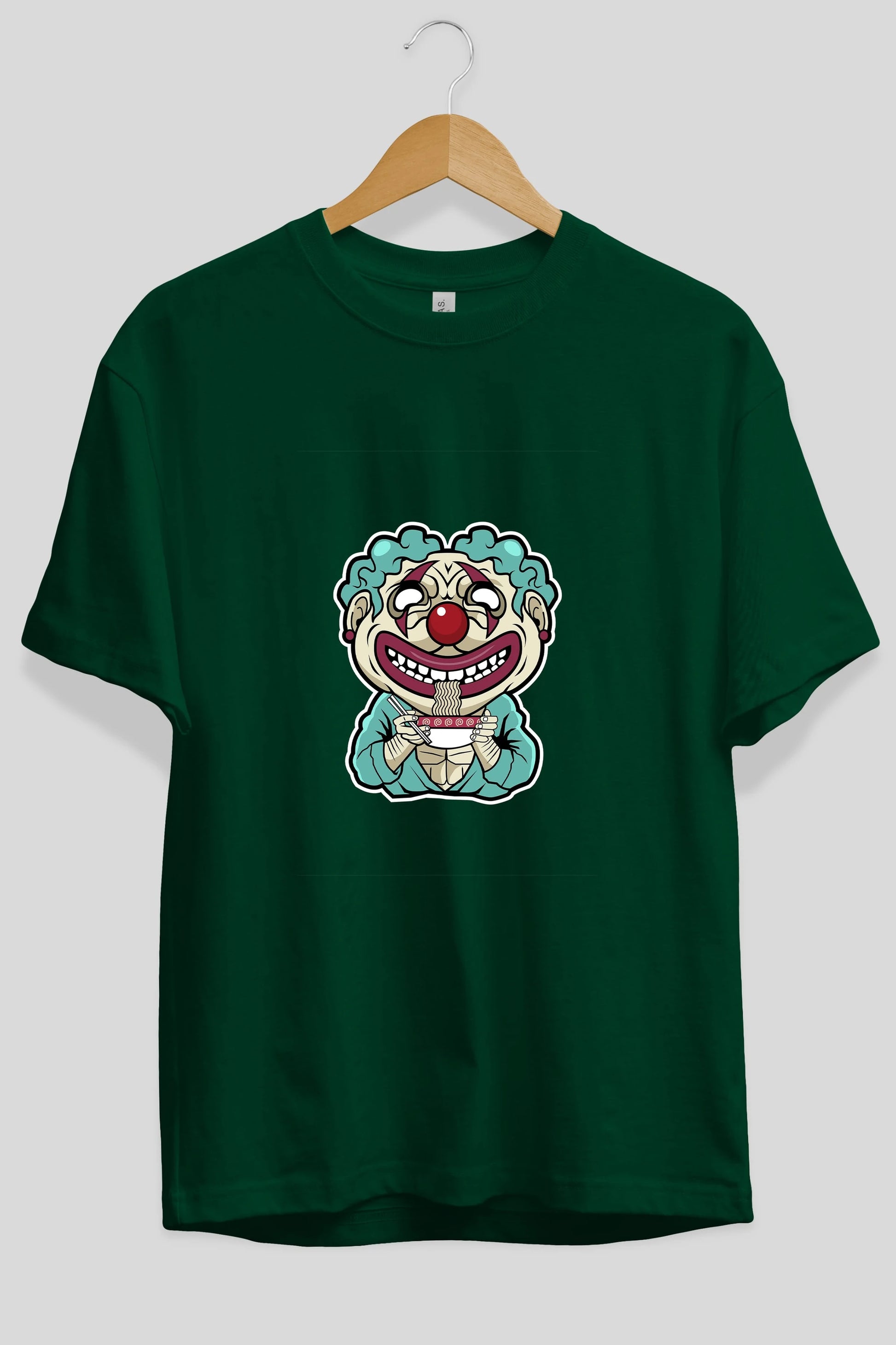 Clown Ramen Ön Baskılı Oversize t-shirt Erkek Kadın Unisex %100 Pamuk tişort