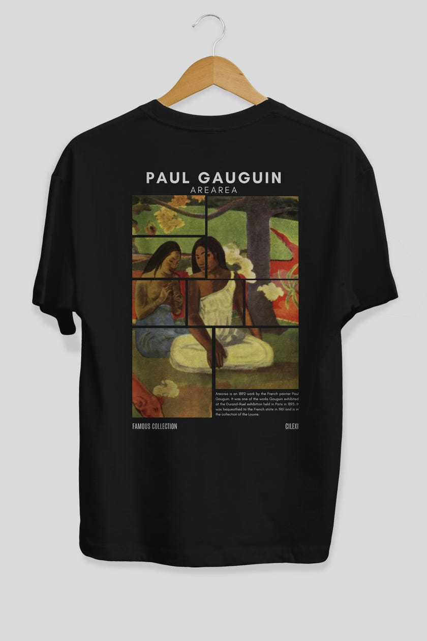 Paul Gauguin Arearea Arka Baskılı Oversize t-shirt Erkek Kadın Bisiklet Yaka Pamuk tişort
