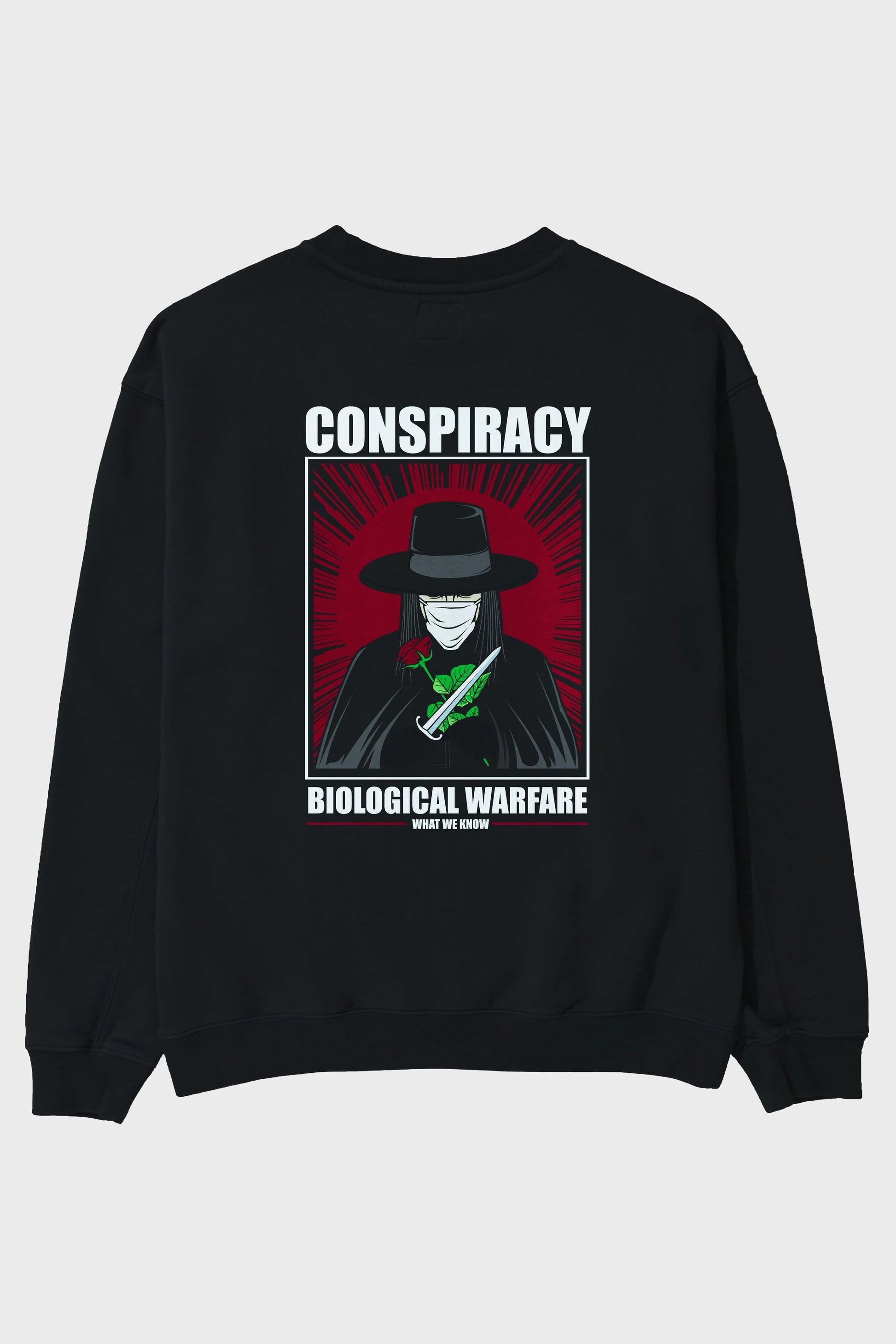 Vendetta Masker Arka Baskılı Oversize Sweatshirt Erkek Kadın Unisex