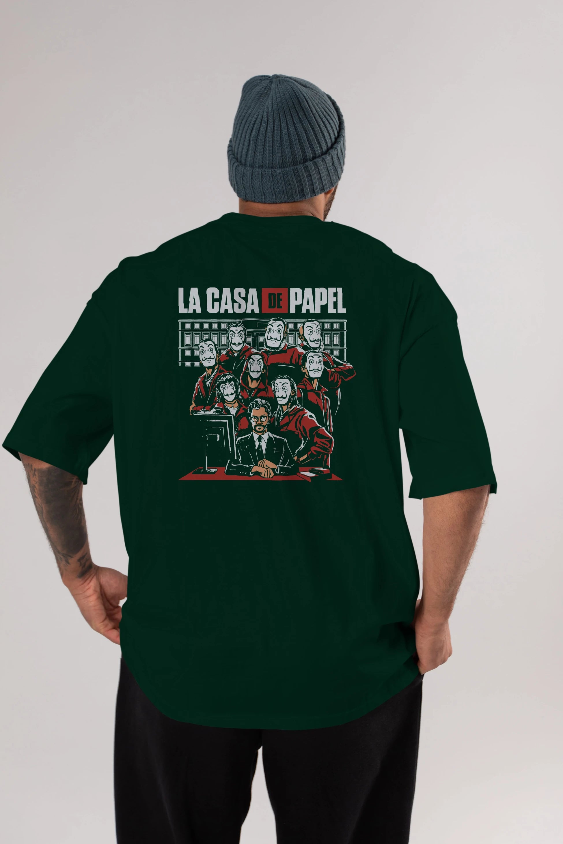 La Casa De Papel (5) Arka Baskılı Oversize t-shirt Erkek Kadın Unisex %100 Pamuk Bisiklet Yaka tişort