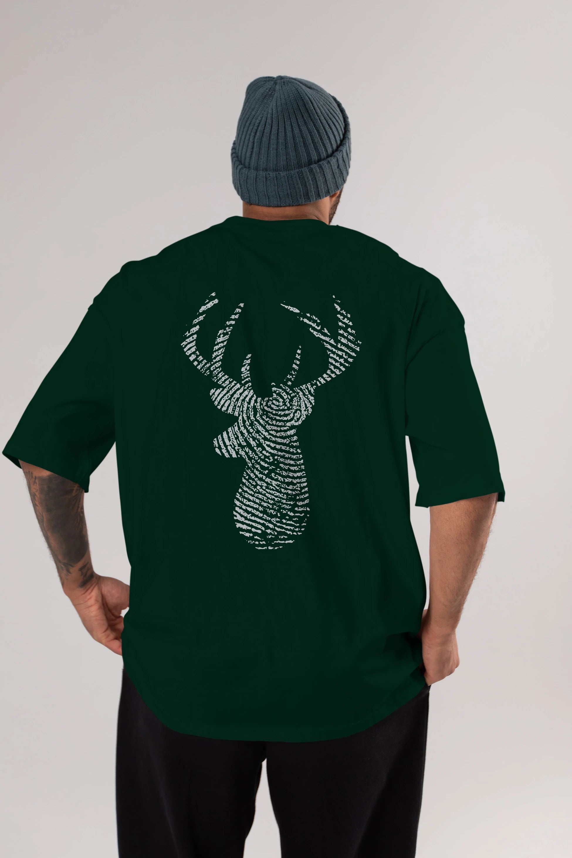 Deer 3 Arka Baskılı Oversize t-shirt %100 pamuk Erkek Kadın Unisex