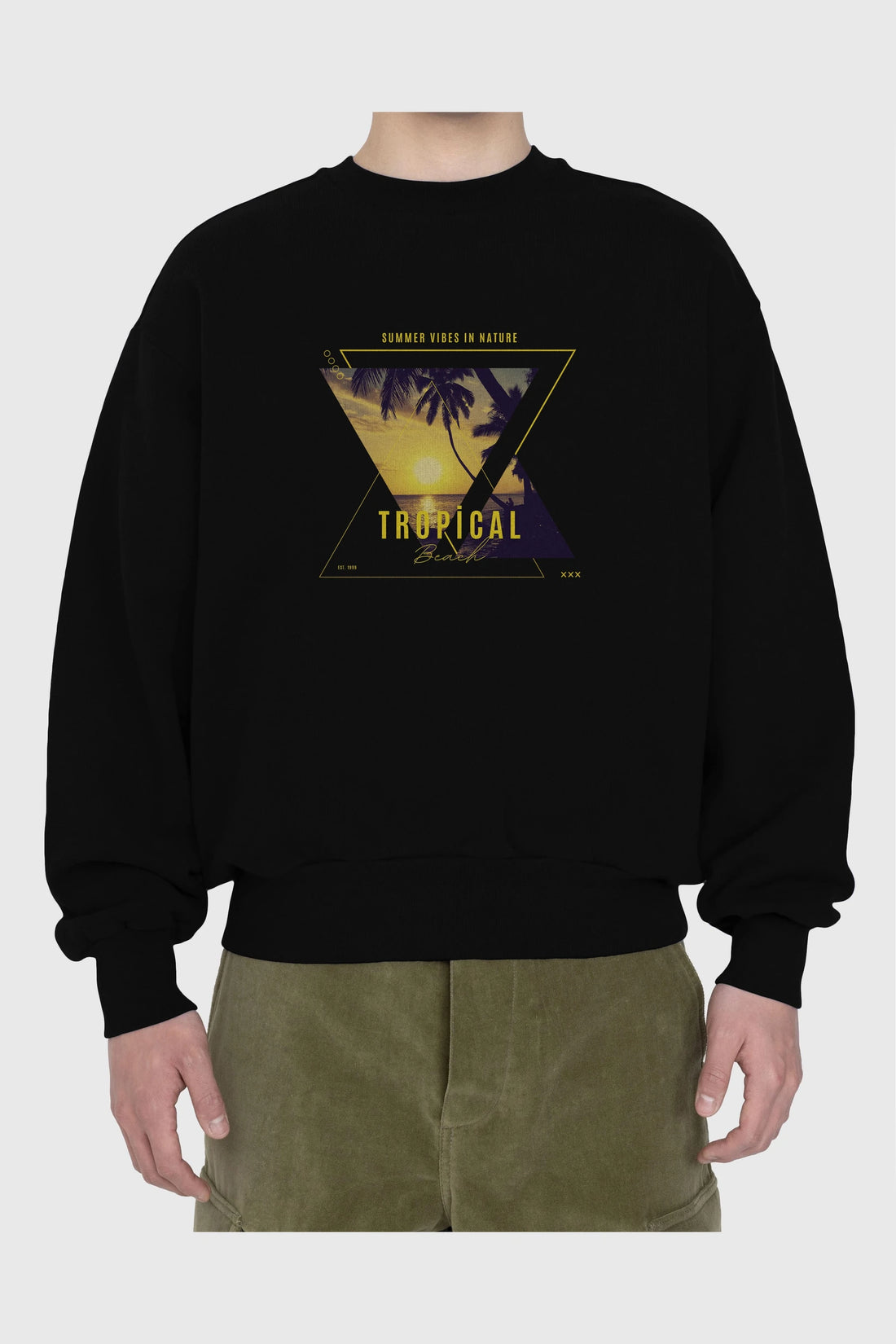 Summer Vibes Yazılı Ön Baskılı Oversize Sweatshirt Erkek Kadın Unisex