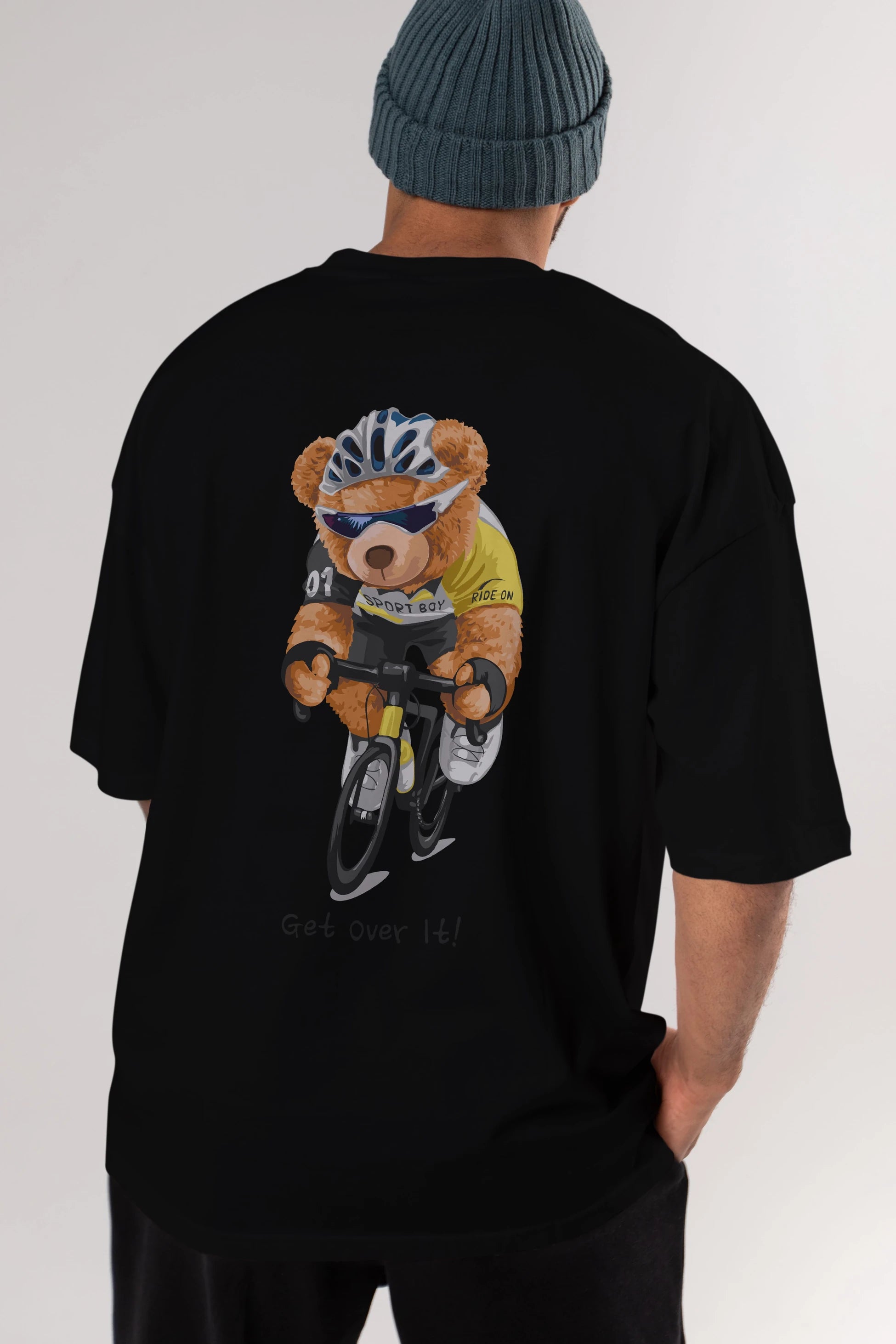 Teddy Bear Sport Boy Arka Baskılı Oversize t-shirt Erkek Kadın Unisex %100 Pamuk