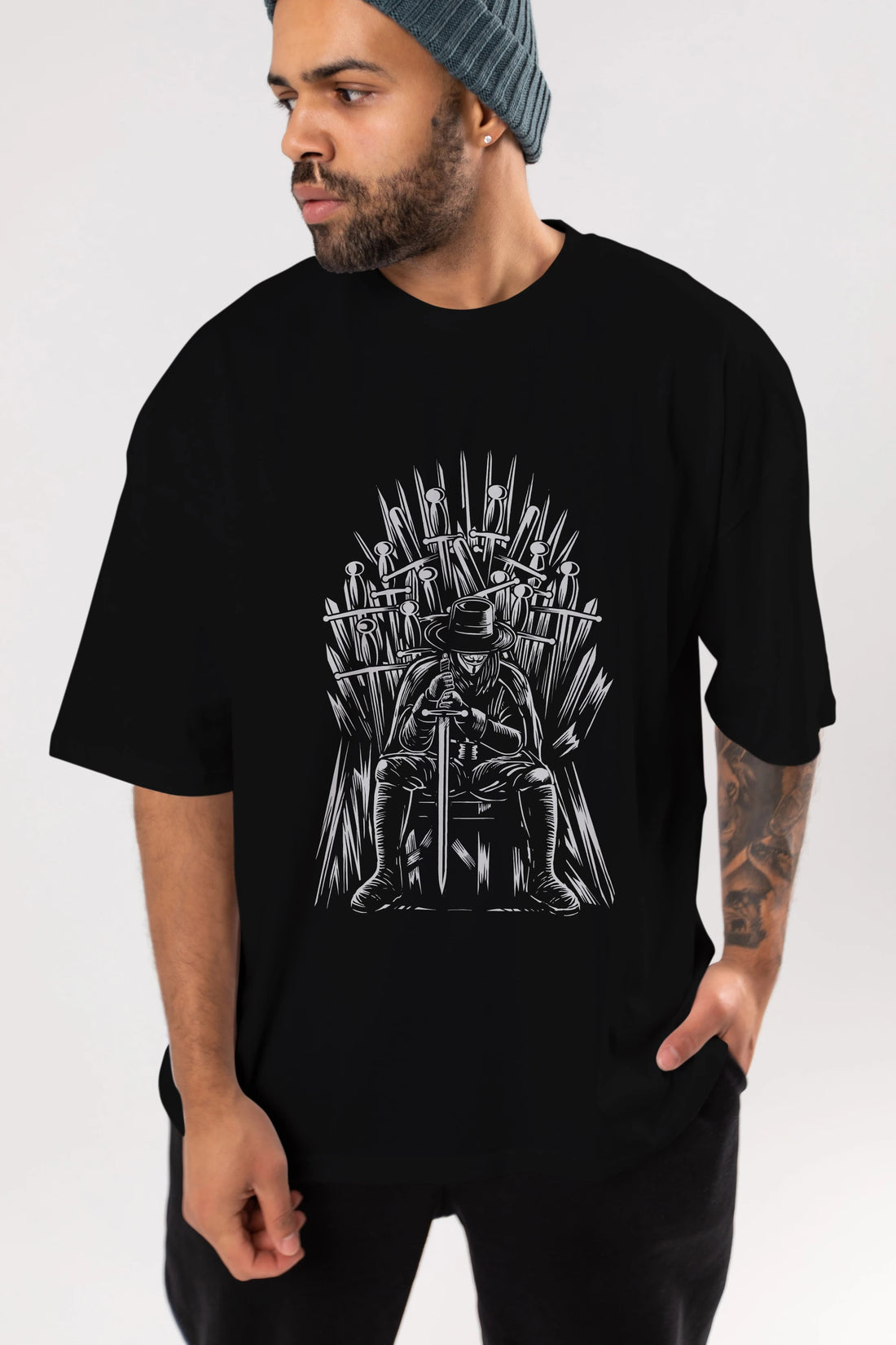 The Thrones Of Vendetta Ön Baskılı Oversize t-shirt Erkek Kadın Unisex %100 Pamuk tişort