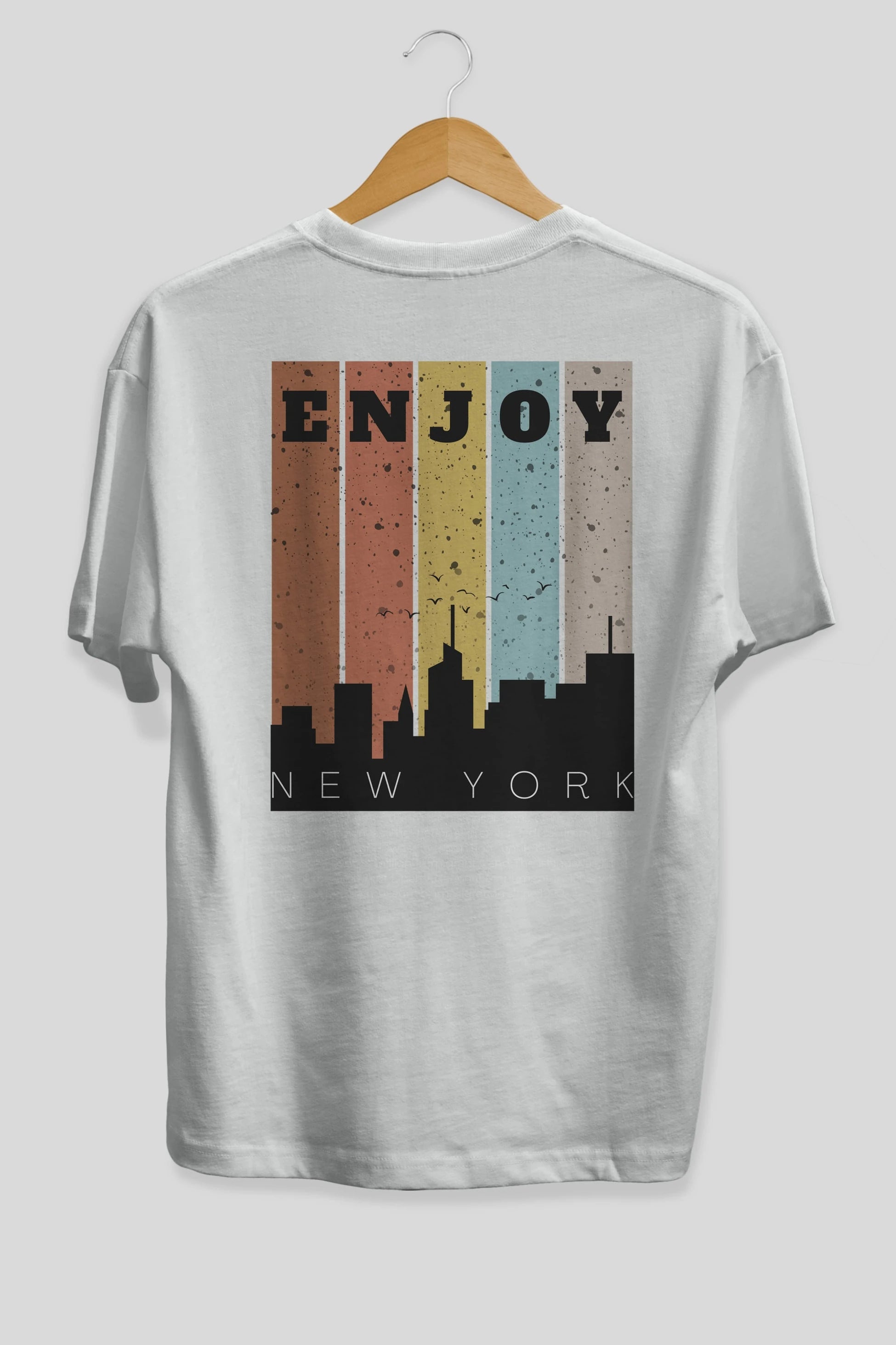 Enjoy New York Yazılı Arka Baskılı Oversize t-shirt Erkek Kadın Unisex