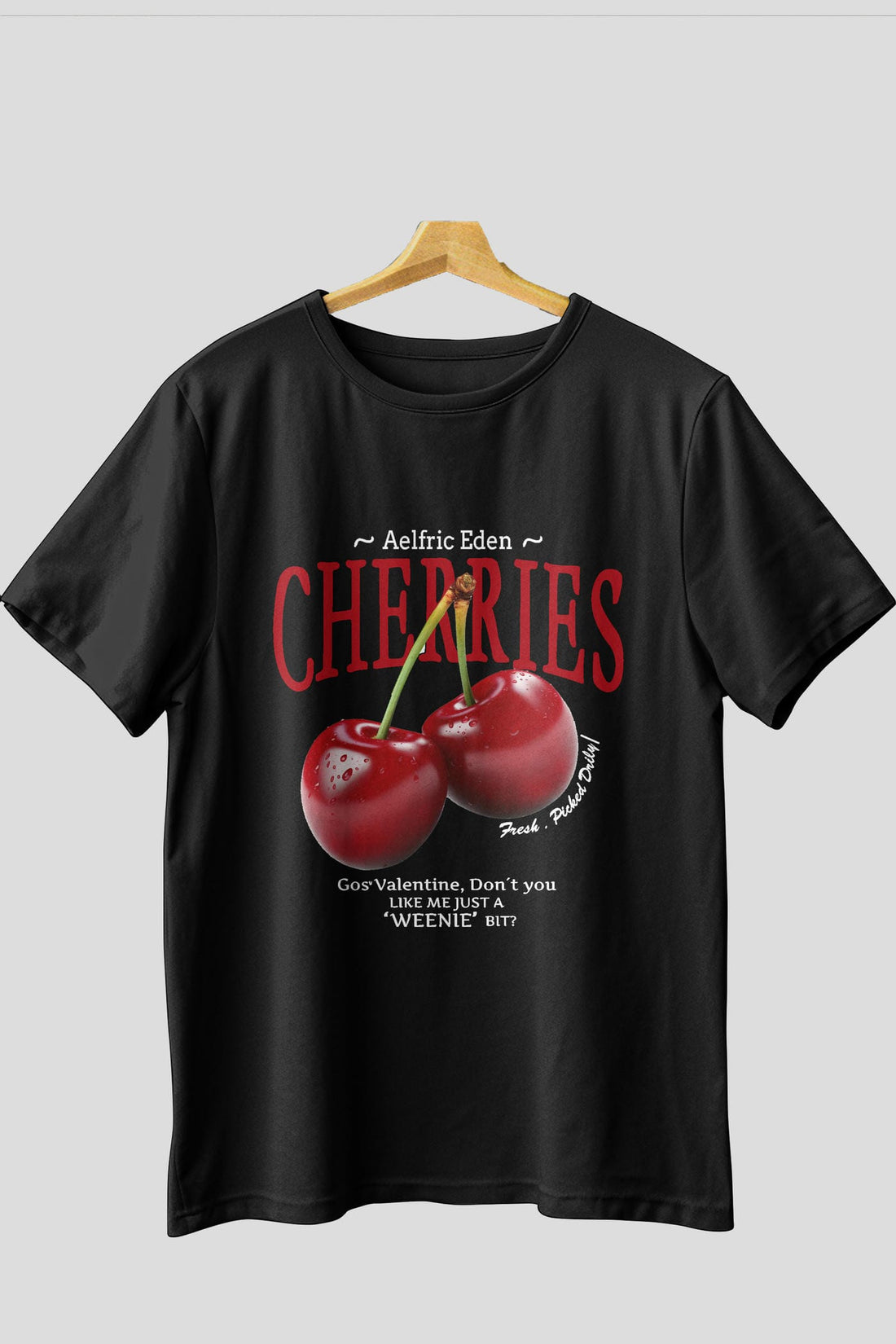 Cherry Cherries Ön Baskılı Oversize t-shirt Erkek Kadın Pamuk Bisiklet Yaka tişort