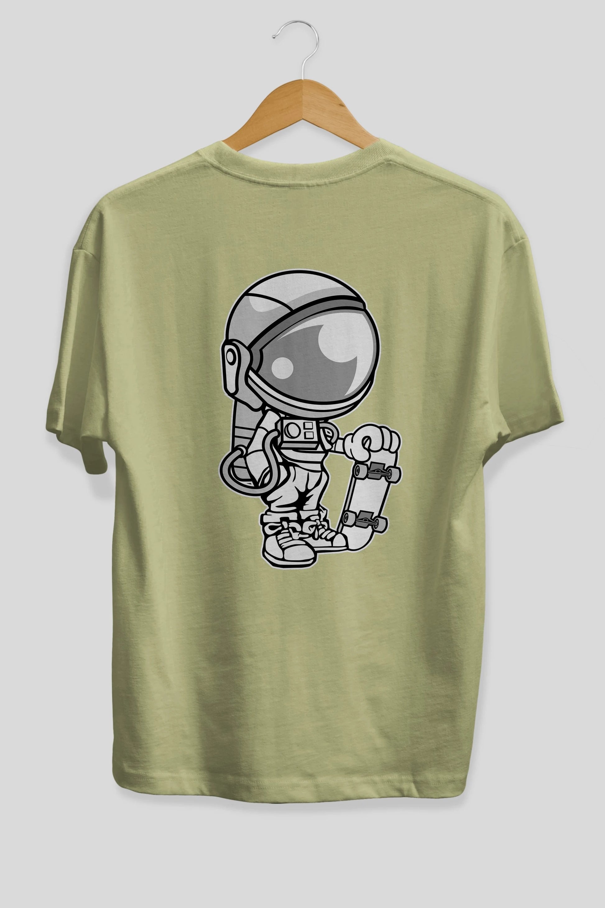Astronaut Skaterboy Arka Baskılı Oversize t-shirt Erkek Kadın Unisex %100 Pamuk tişort