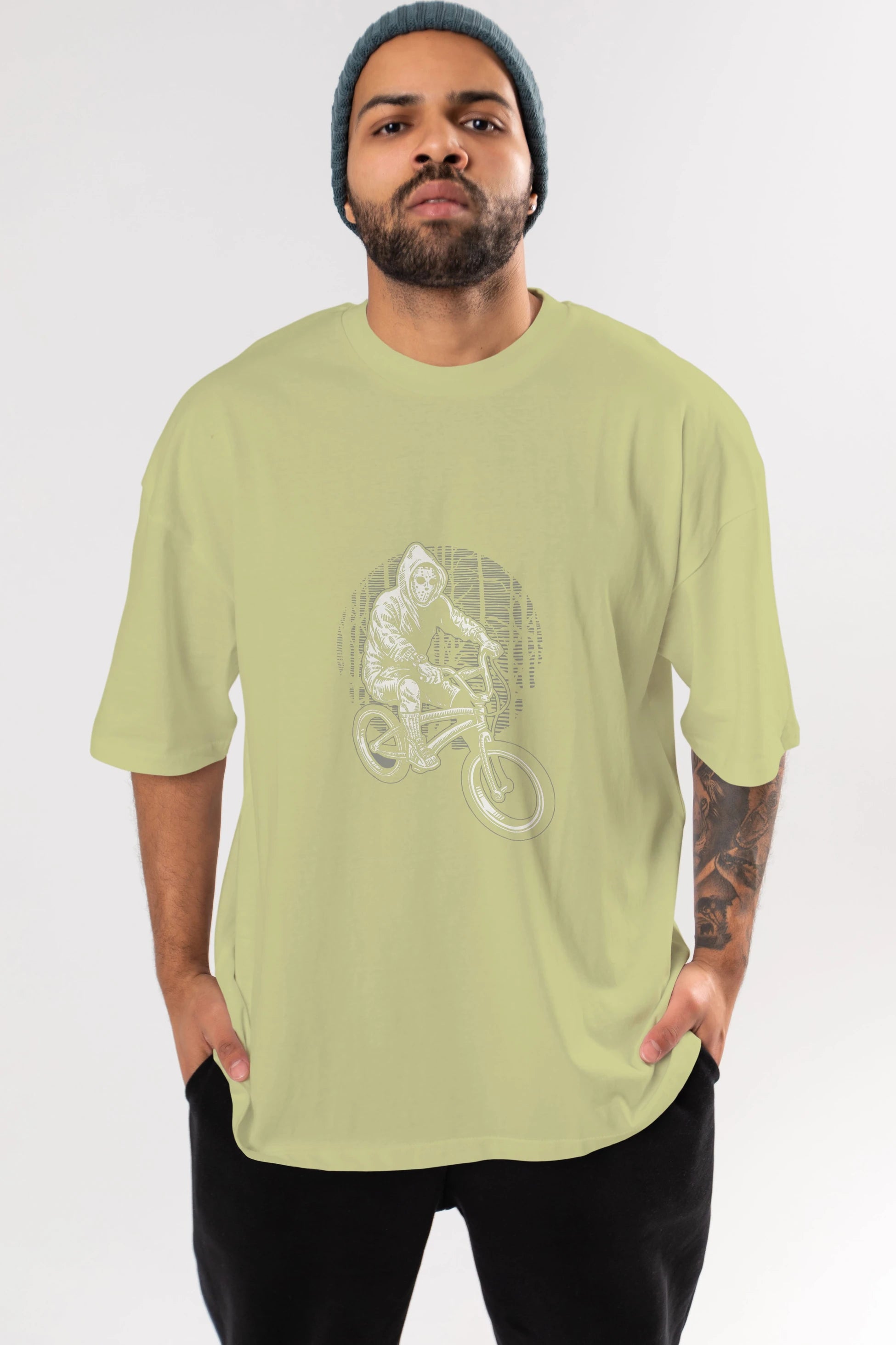 Ride Bike To Kill Ön Baskılı Oversize t-shirt Erkek Kadın Unisex %100 Pamuk tişort