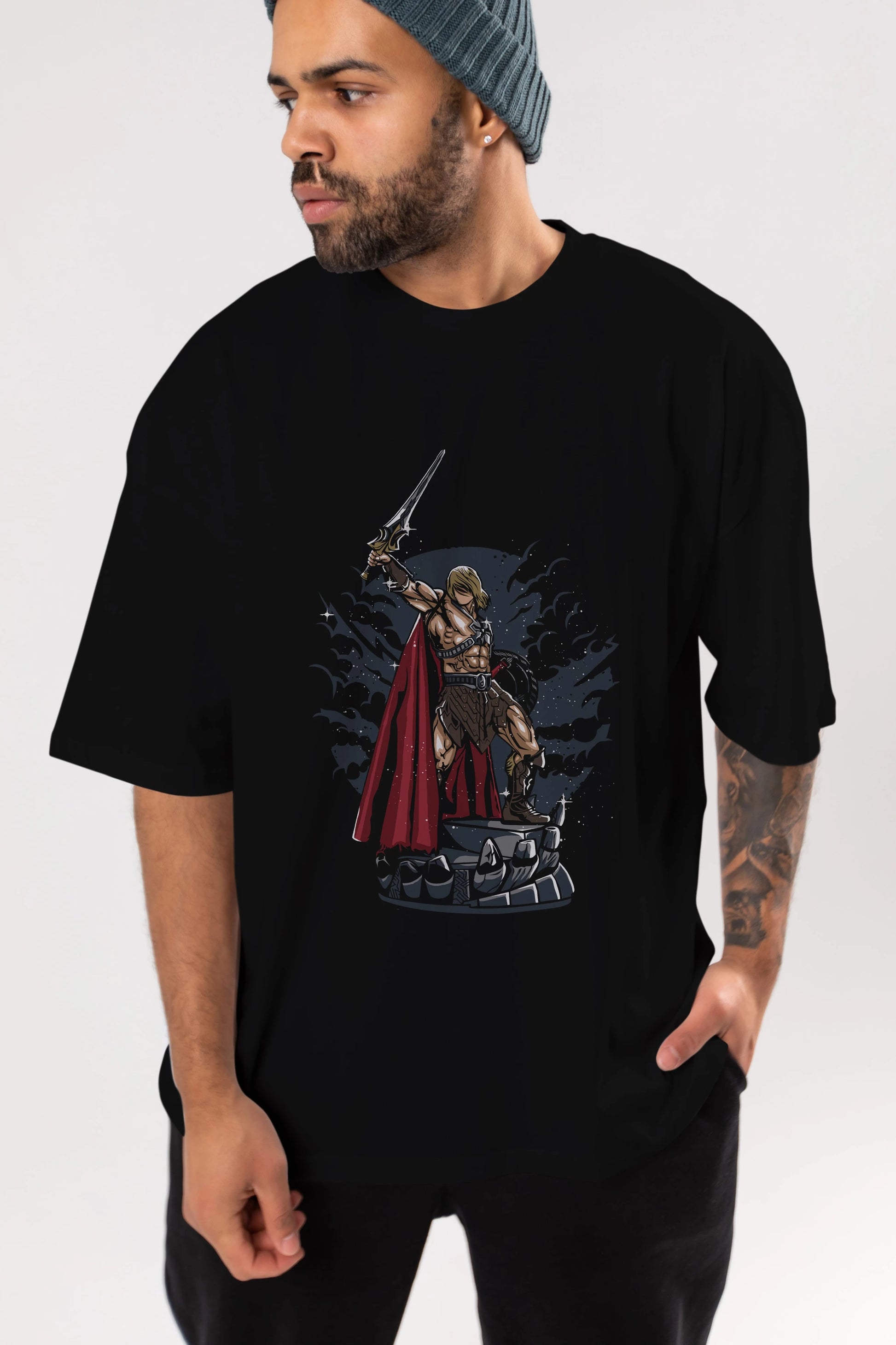 Warrior Ön Baskılı Oversize t-shirt Erkek Kadın Unisex %100 Pamuk tişort