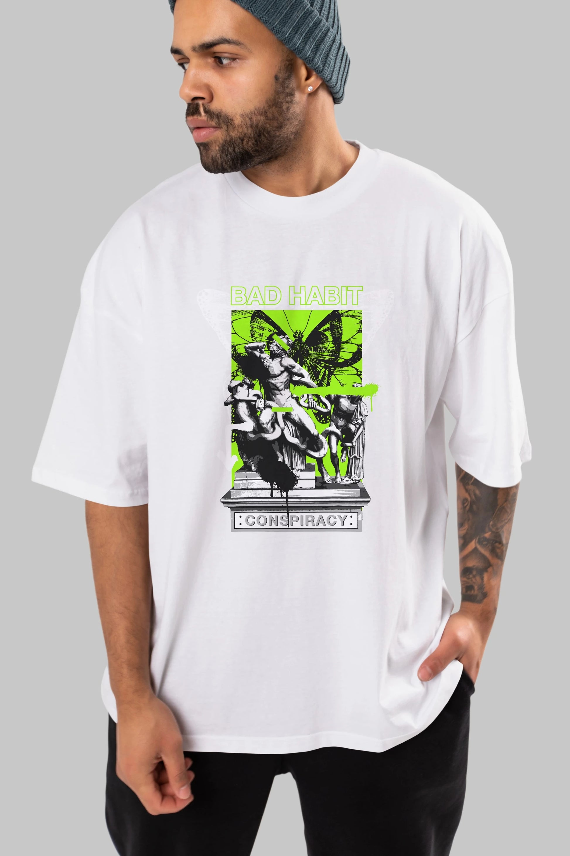 Bad Habit Ön Baskılı Oversize t-shirt Erkek Kadın Unisex