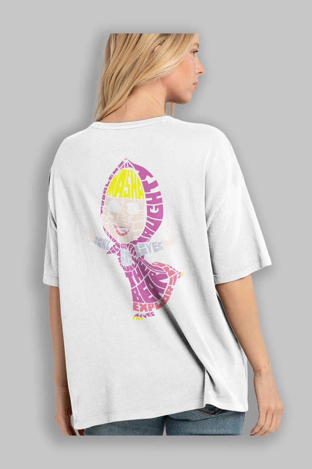 Masha And The Bear Arka Baskılı Oversize t-shirt %100 pamuk Erkek Kadın Unisex