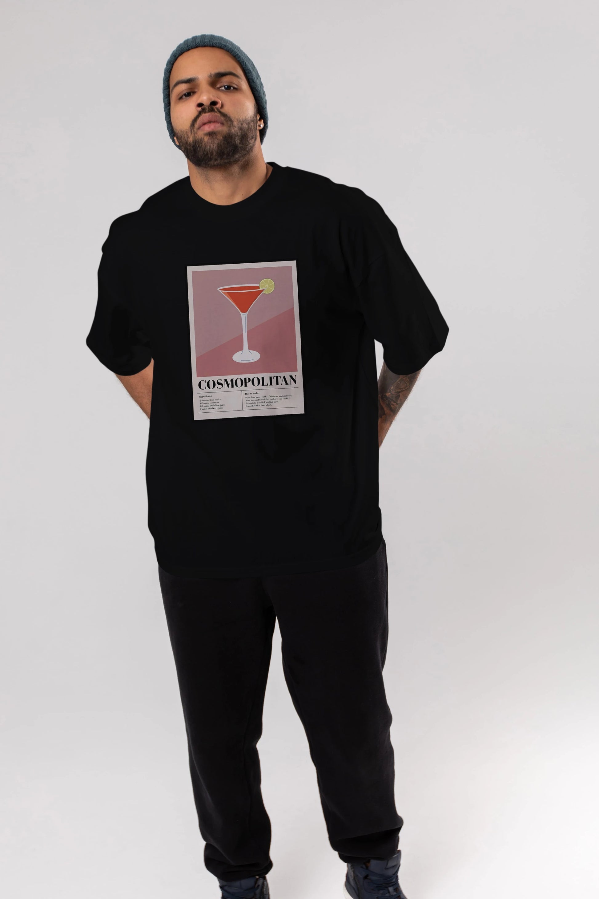 Cosmopolitan 3 Ön Baskılı Oversize t-shirt Erkek Kadın Unisex %100 Pamuk Bisiklet Yaka tişort