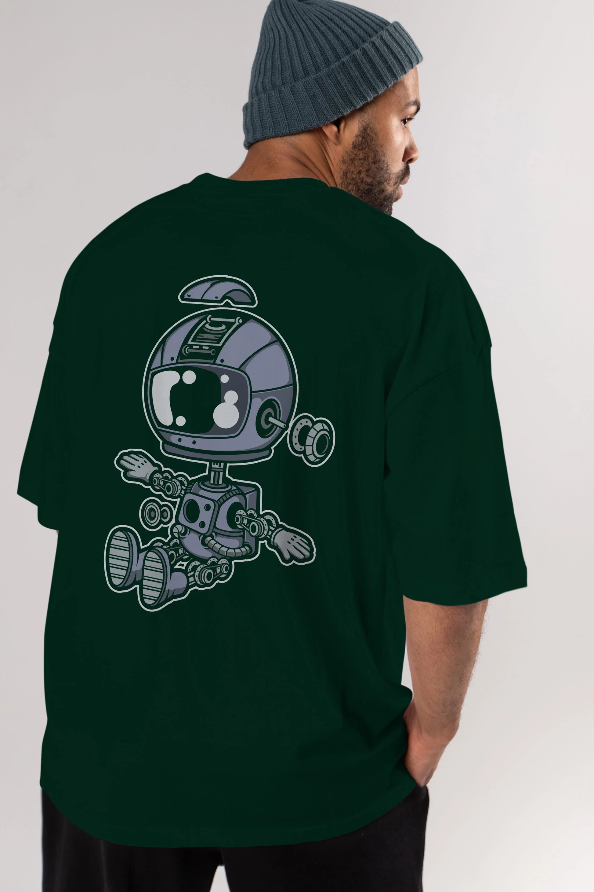 Astronaut Robot Arka Baskılı Oversize t-shirt Erkek Kadın Unisex