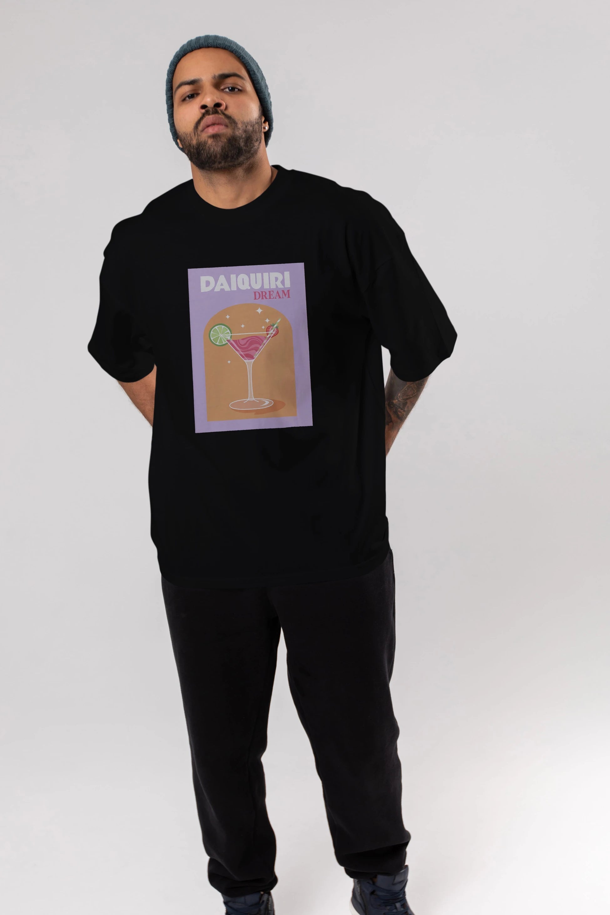 Daiquiri Dream Ön Baskılı Oversize t-shirt Erkek Kadın Unisex %100 Pamuk Bisiklet Yaka tişort