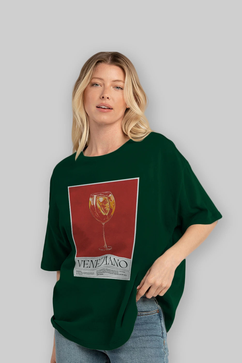 Veneziano Ön Baskılı Oversize t-shirt Erkek Kadın Unisex %100 Pamuk Bisiklet Yaka tişort