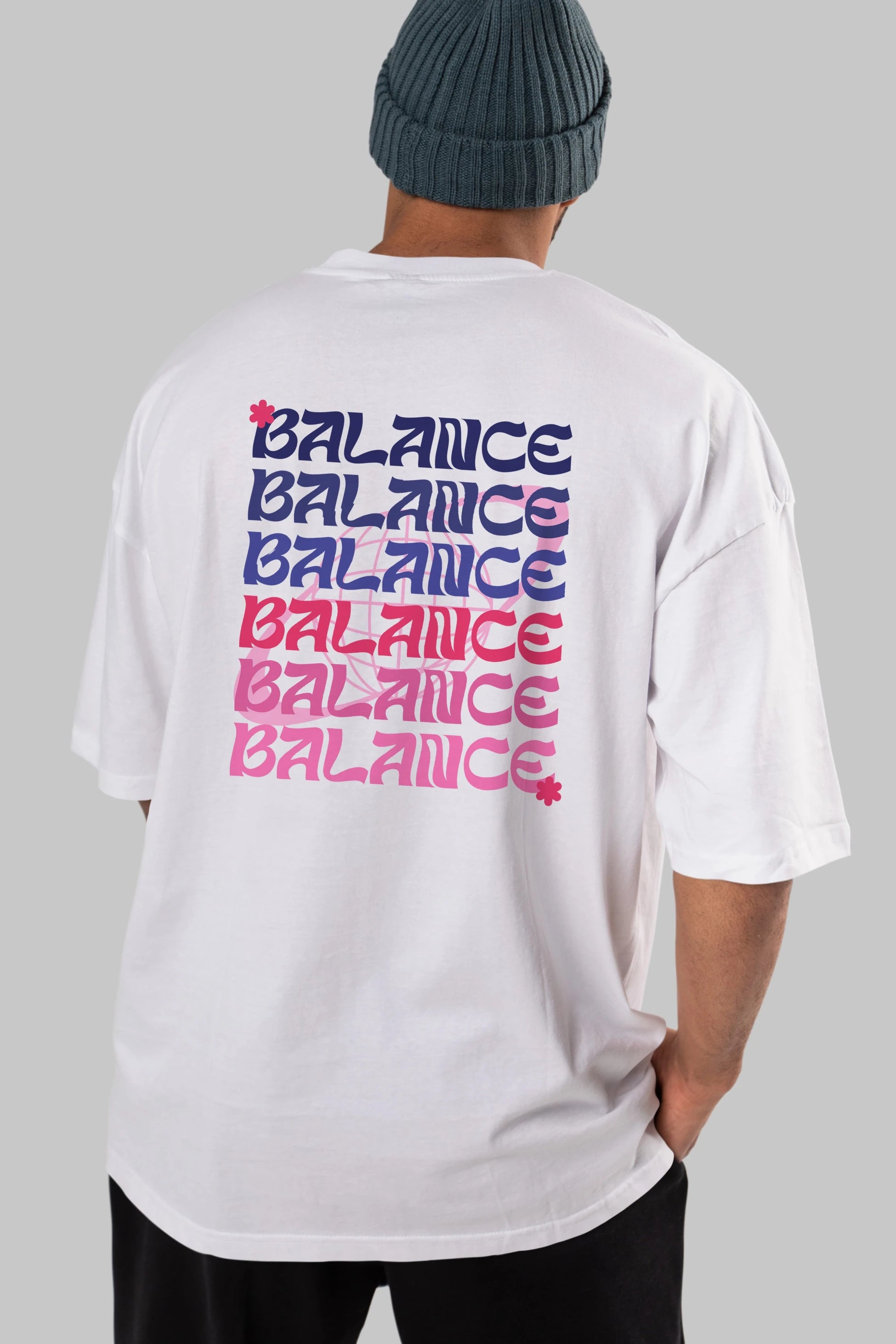 Balance Yazılı Arka Baskılı Oversize t-shirt Erkek Kadın Unisex