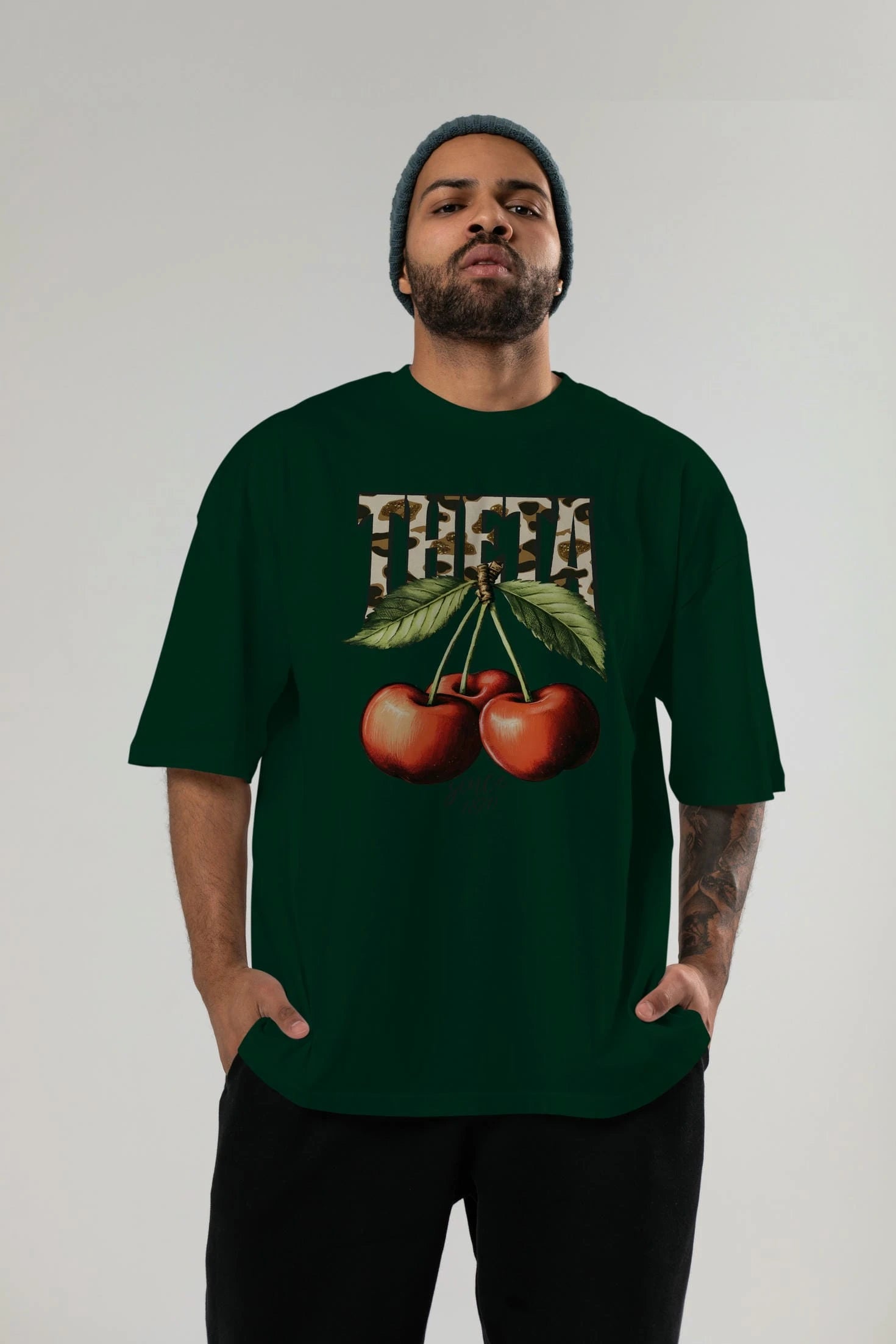 Cherry Cherries 9 Ön Baskılı Oversize t-shirt Erkek Kadın Pamuk Bisiklet Yaka tişort
