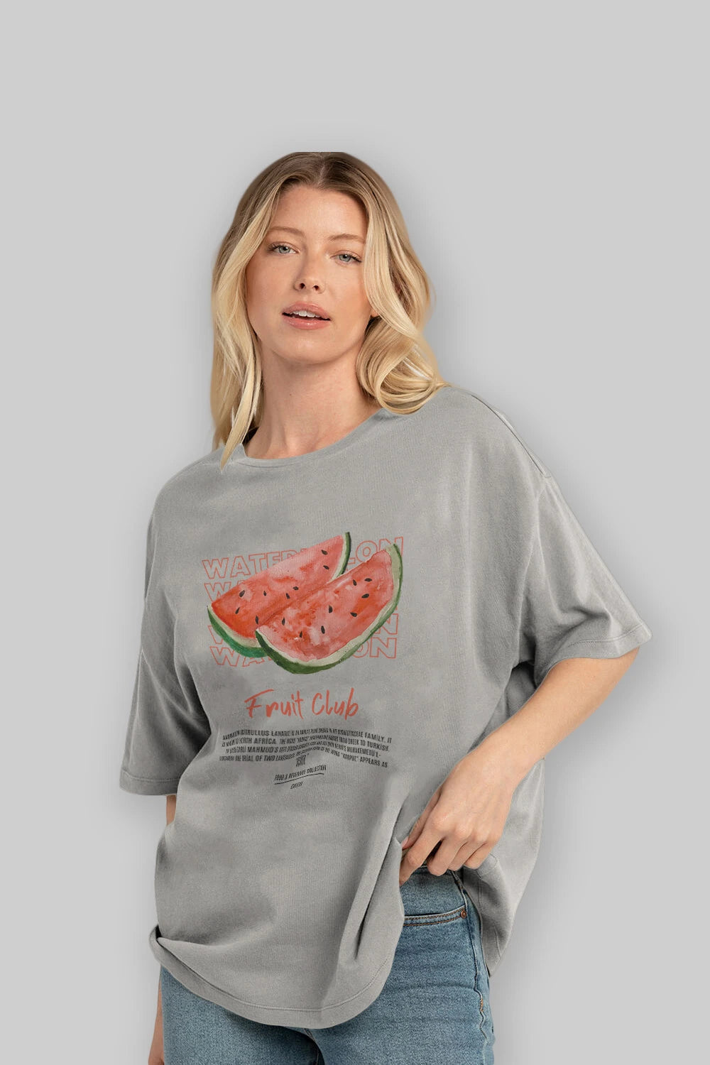 Watermelon Ön Baskılı Oversize t-shirt Erkek Kadın Pamuk Bisiklet Yaka tişort