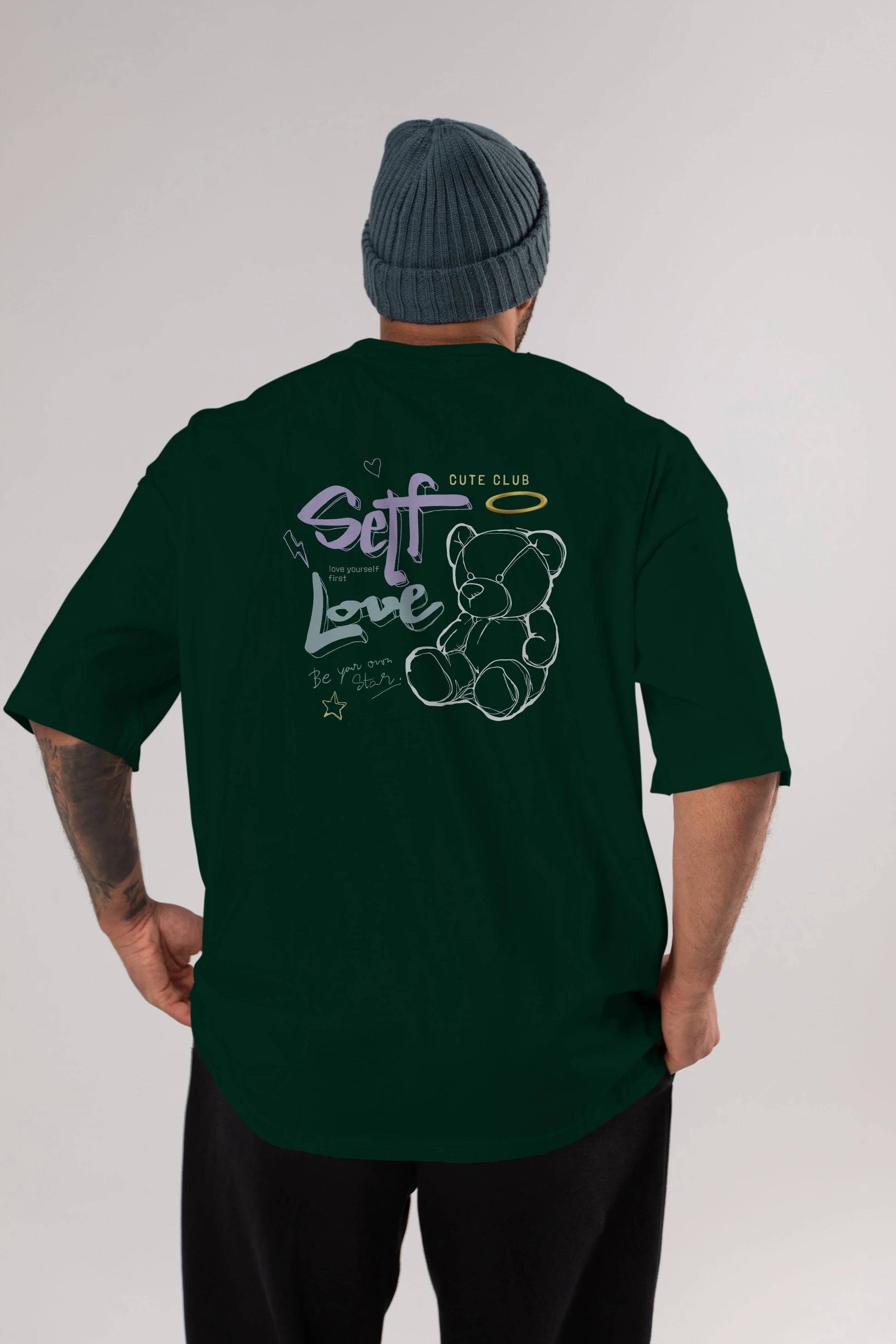 Self Love Bear Arka Baskılı Oversize t-shirt Erkek Kadın Unisex