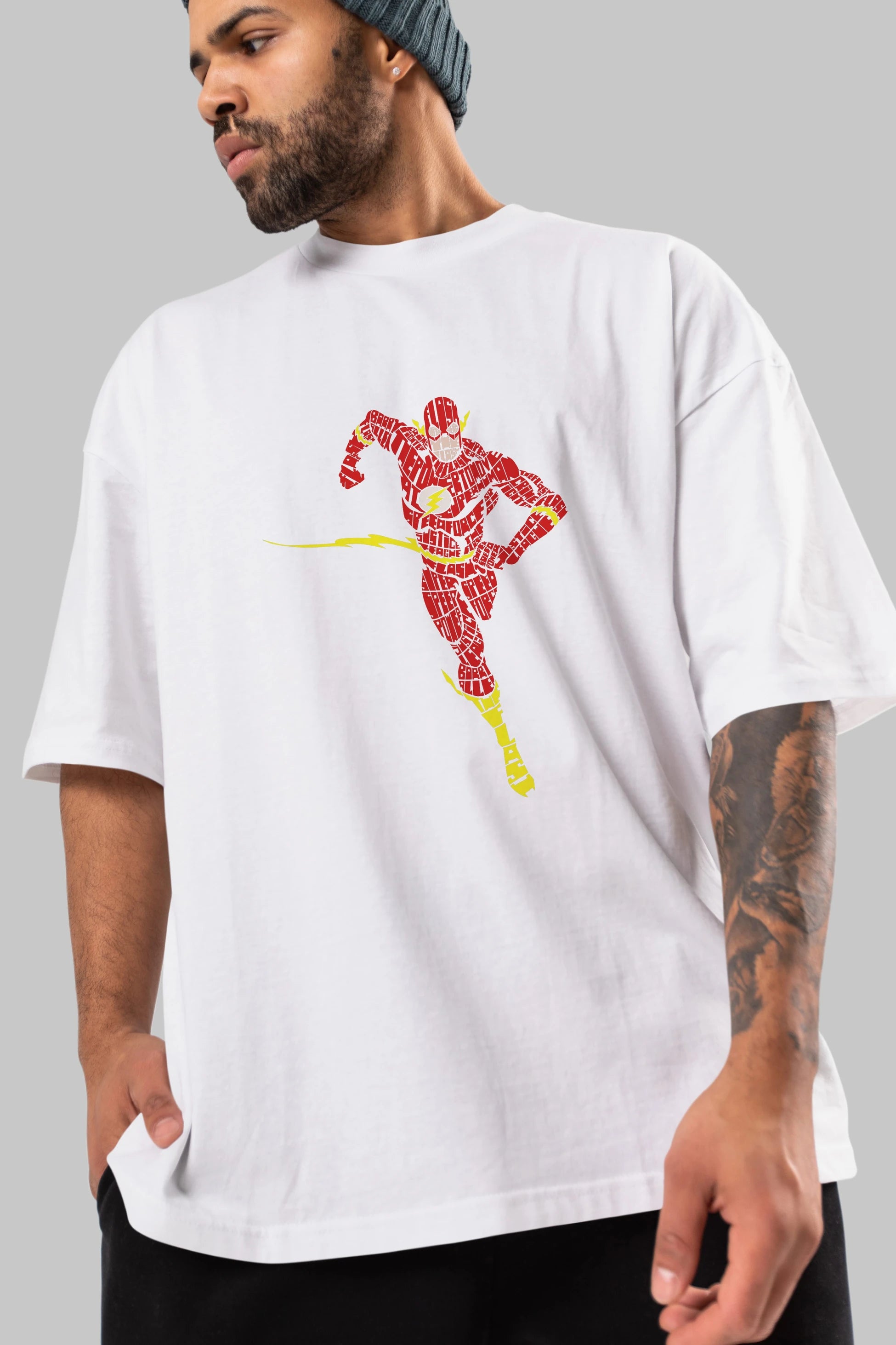 The Flash Ön Baskılı Oversize t-shirt %100 pamuk Erkek Kadın Unisex