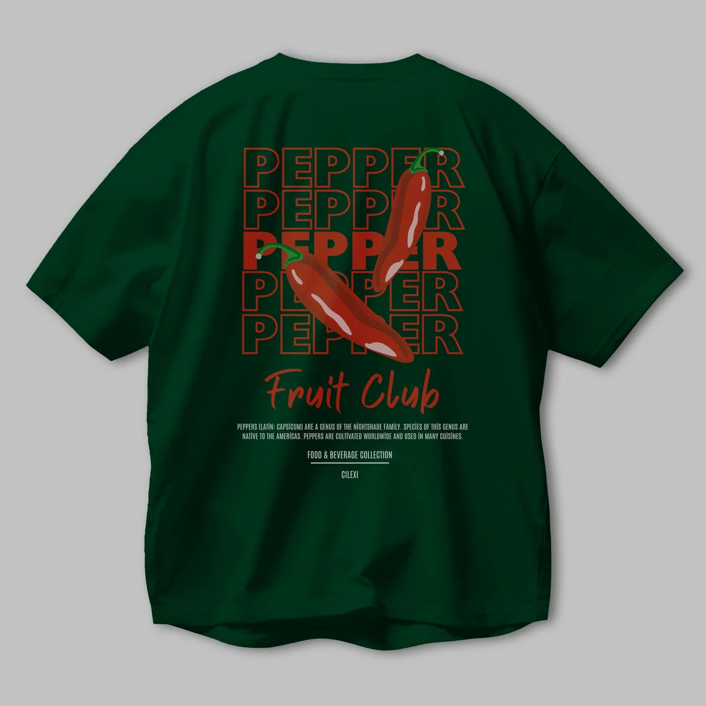 Pepper Arka Baskılı Oversize t-shirt Erkek Kadın Pamuk Bisiklet Yaka tişort