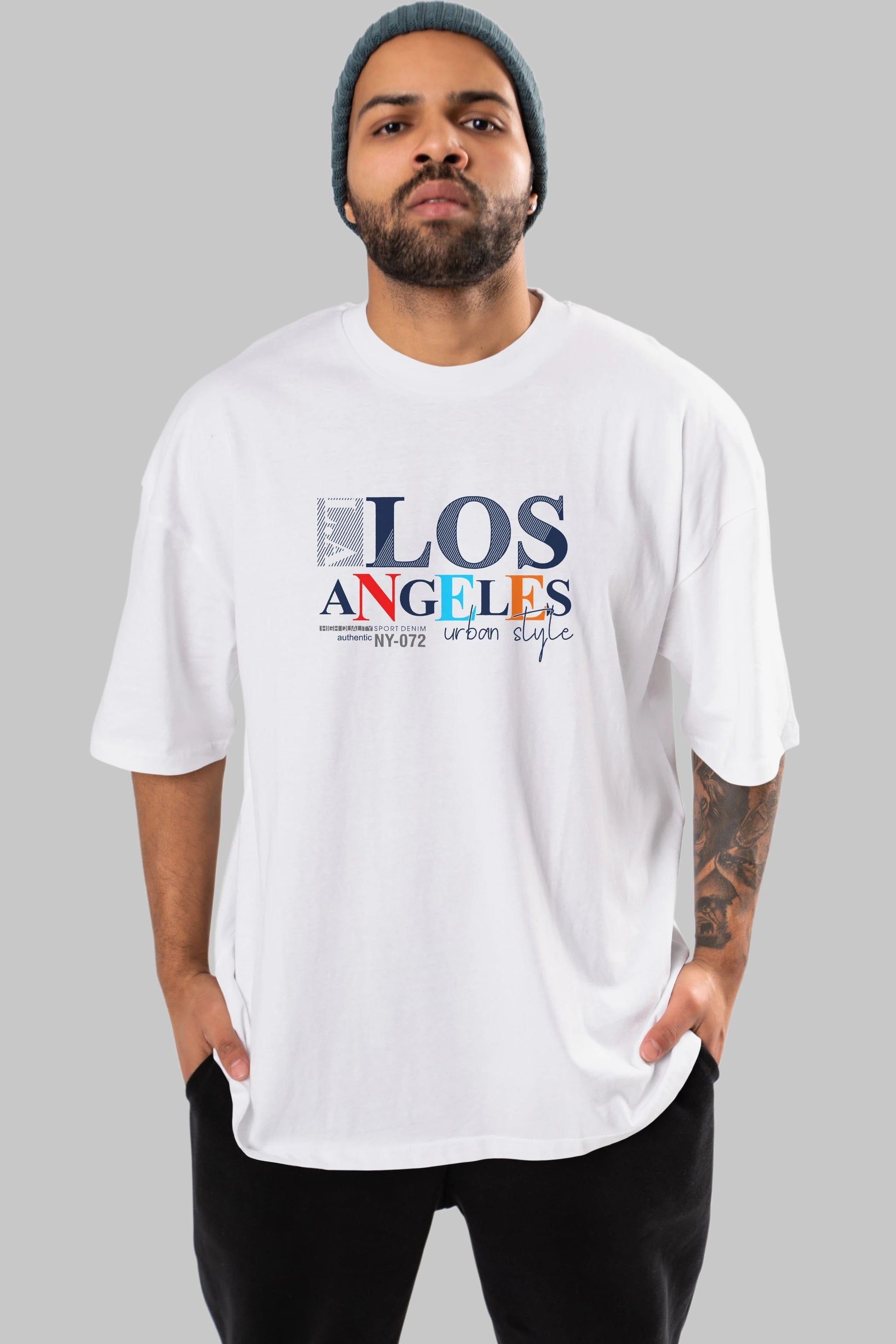 Los Angeles Style Ön Baskılı Oversize t-shirt Erkek Kadın Unisex
