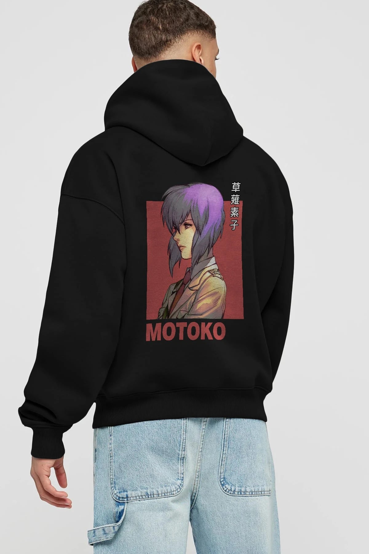Motoko Kusanagi 12 Anime Arka Baskılı Hoodie Oversize Kapüşonlu Sweatshirt Erkek Kadın Unisex